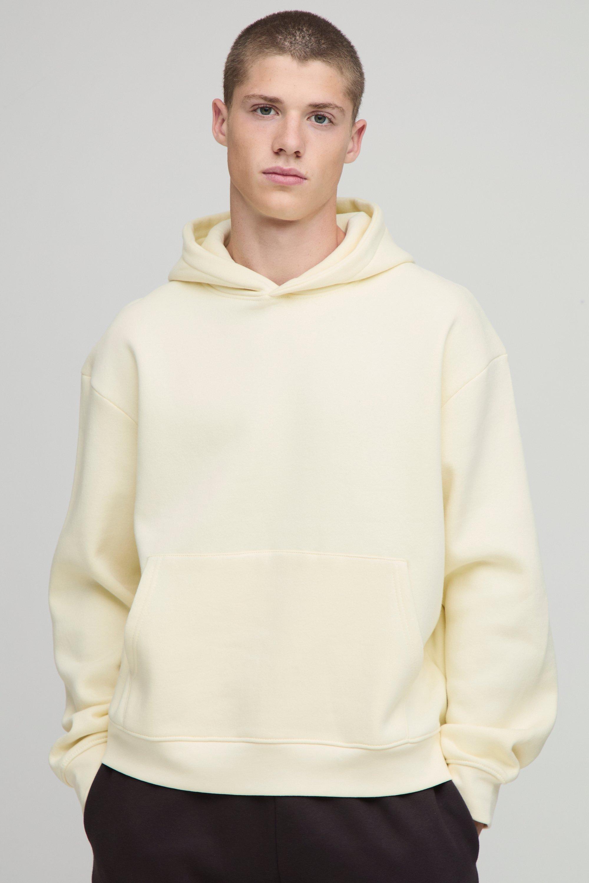 Mens Yellow Basic Oversized Boxy Hoodie, Yellow