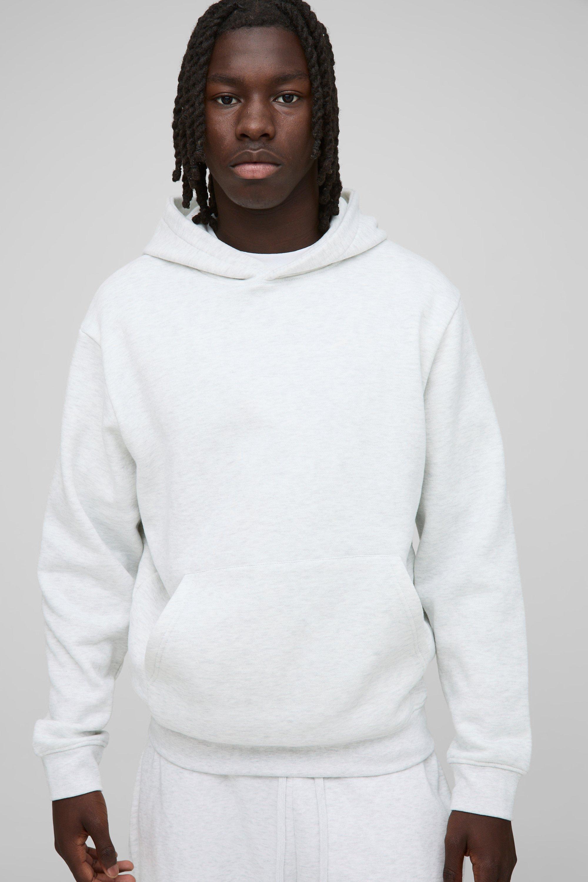 Mens Grey Basic Regular Fit Over the Head Hoodie, Grey
