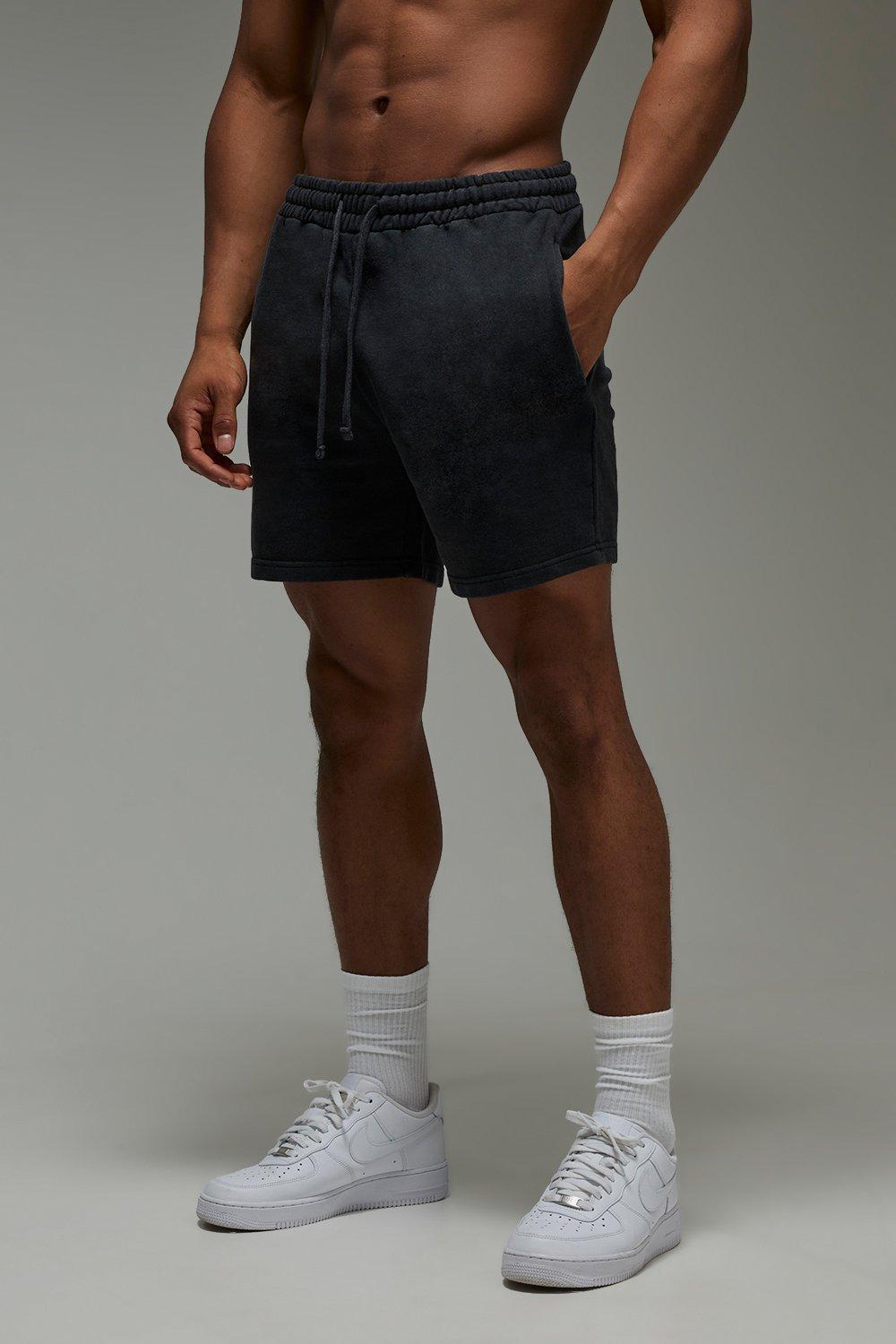 Mens Black One More Rep 5inch Loose Fit Washed Shorts, Black