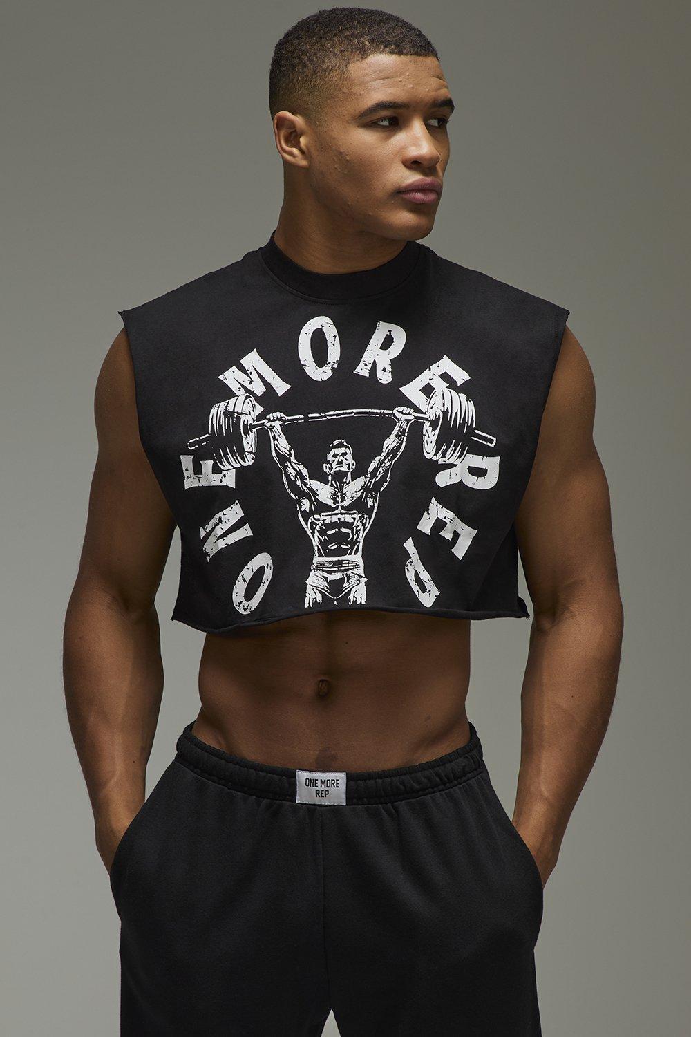 Image of One More Rep Boxy Cropped Tank, Nero