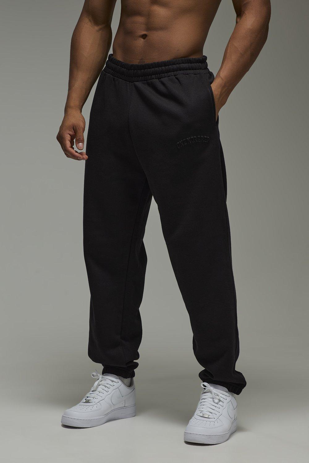 Mens Black One More Rep Oversized Embossed Jogger, Black