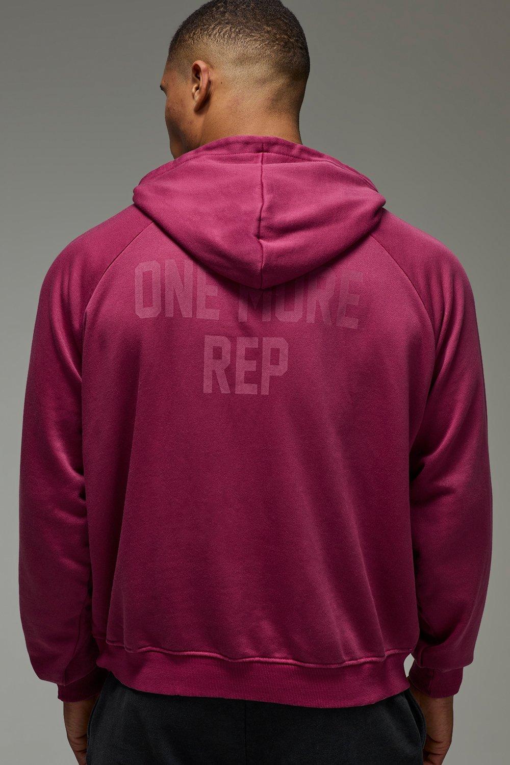 Image of One More Rep Oversized Boxy Washed Hoodie, Rosso