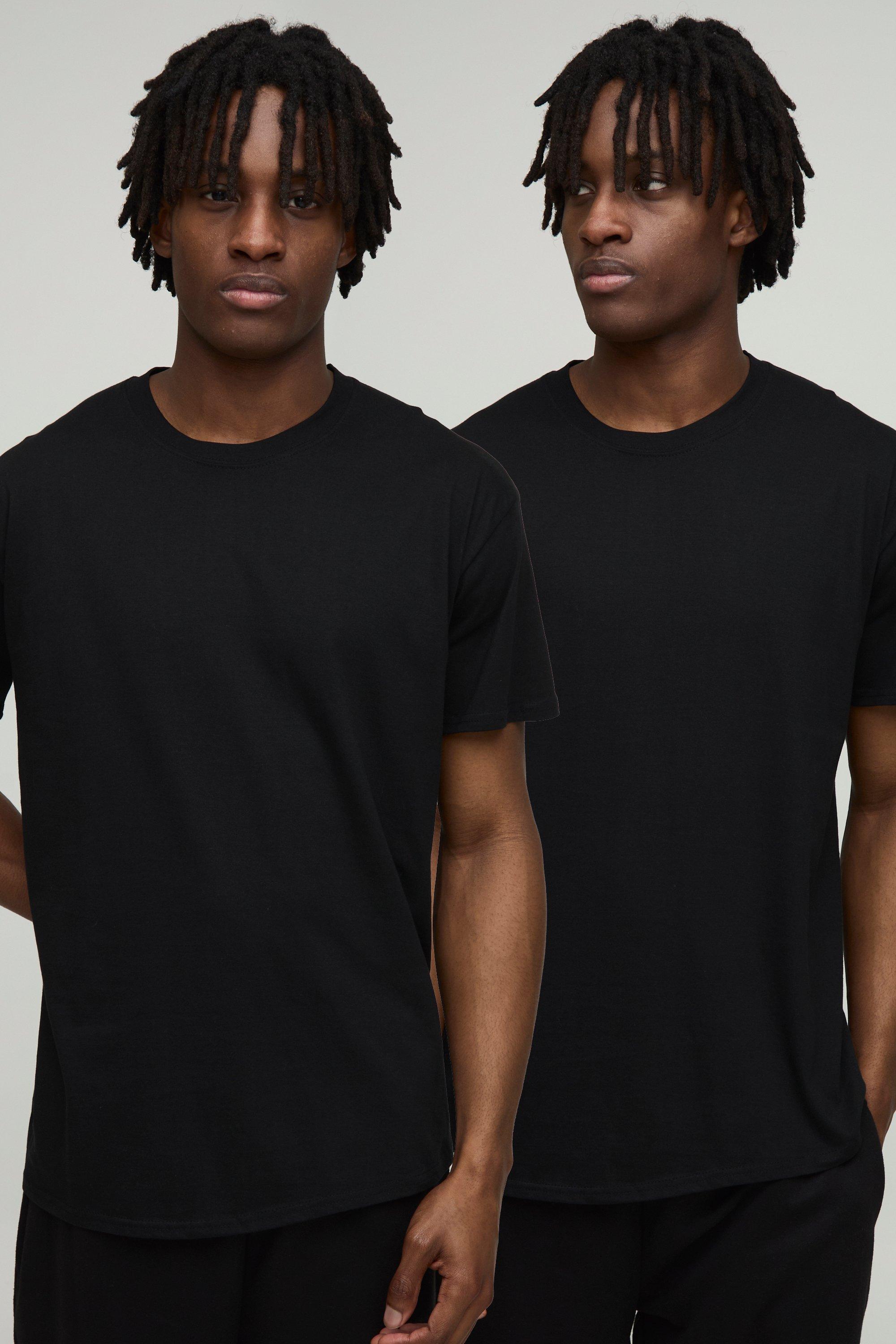 Image of T-shirt a girocollo Basic Regular Fit - set di 2 paia, Nero