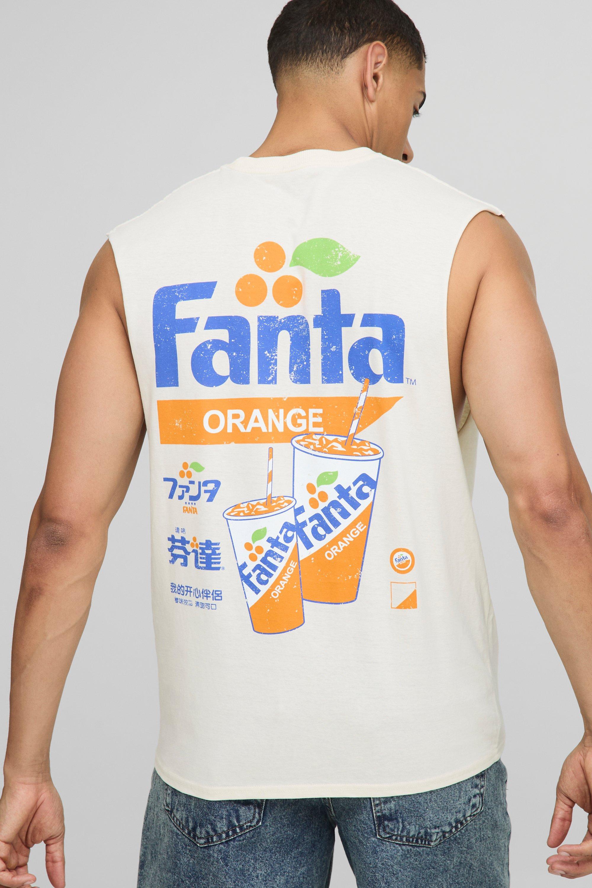 Mens Cream Ecru Regular Fit Fanta License vest, Cream