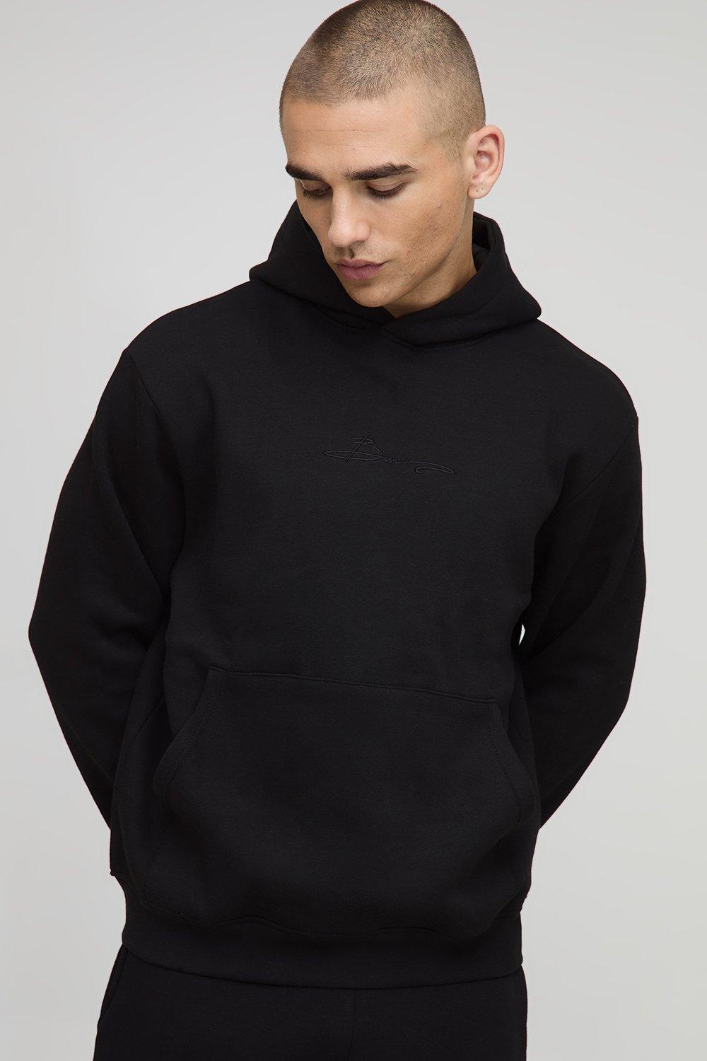 Image of Basic BM Signature Regular Fit Over the Head Hoodie, Nero
