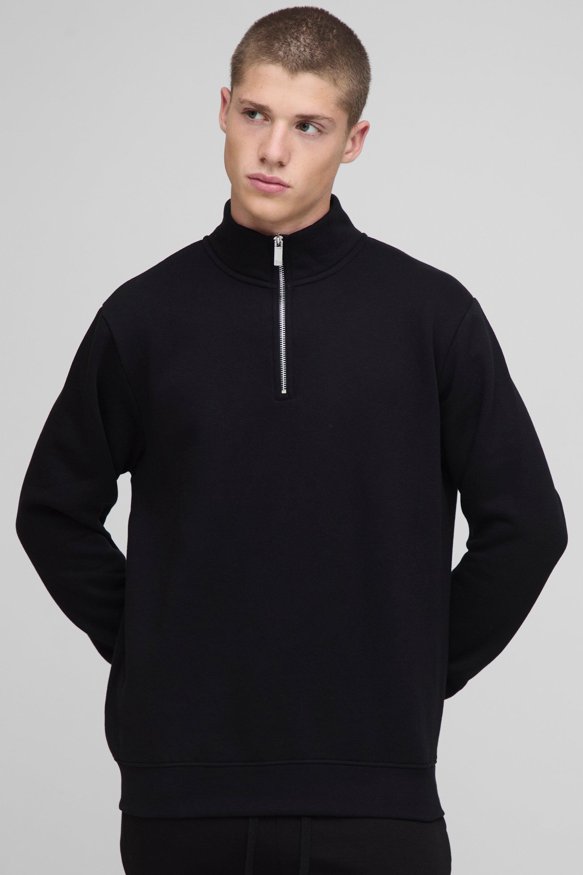 Basic Quarter Zip Funnel Neck Sweatshirt