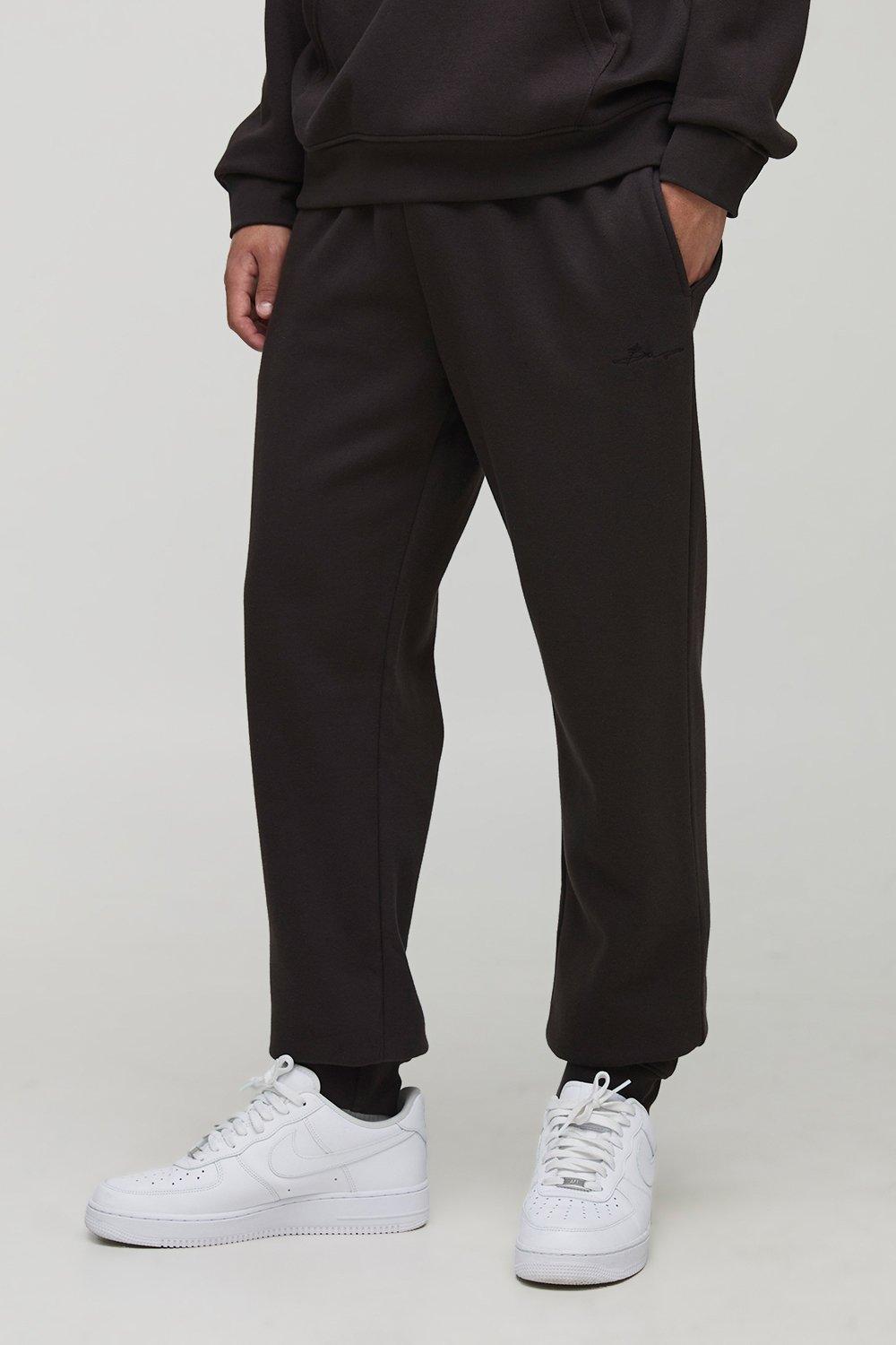 Mens Brown Basic BM Signature Regular Fit Jogger, Brown