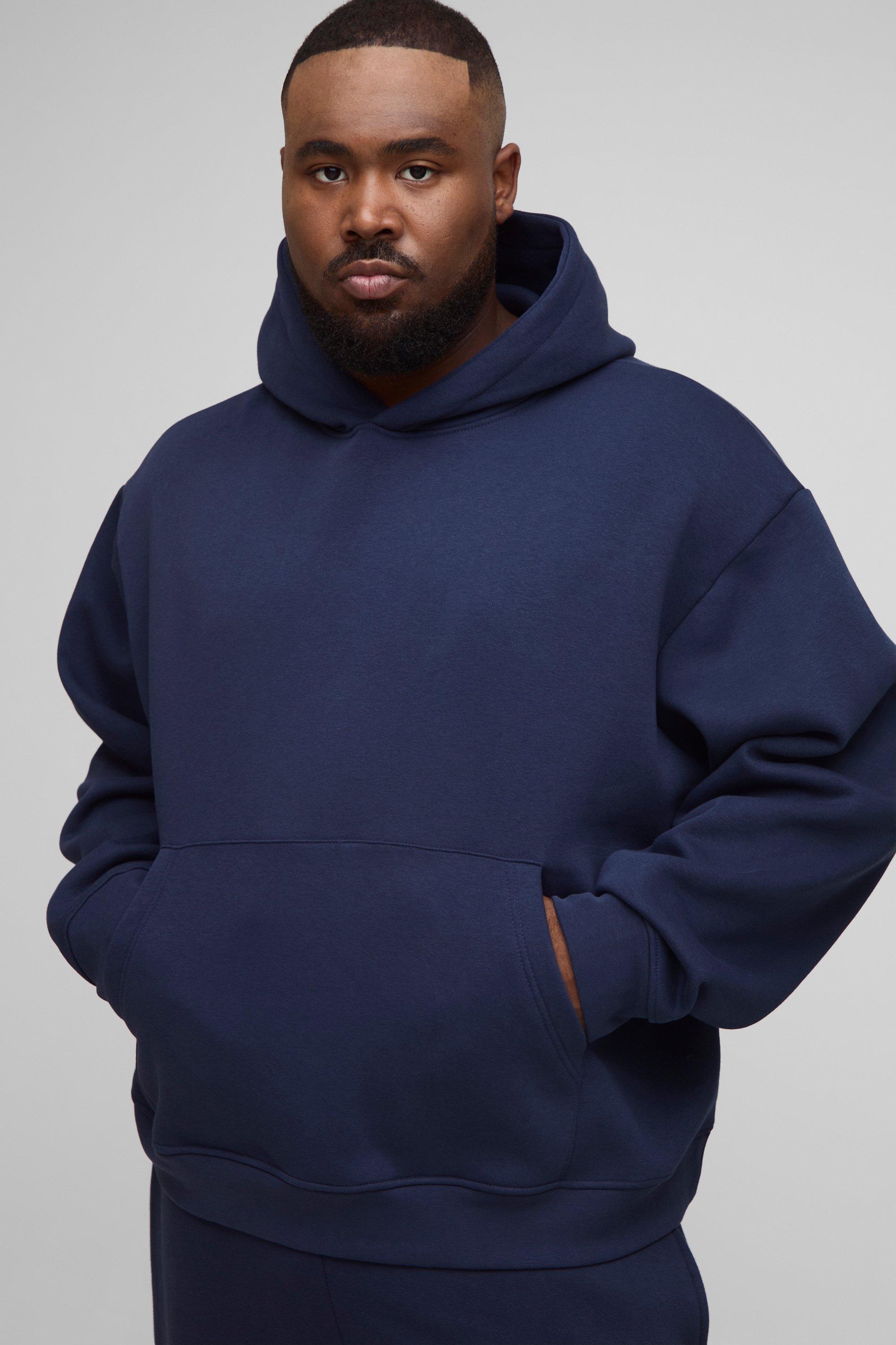 Image of Plus Basic Oversized Boxy Over the Head Hoodie, Navy