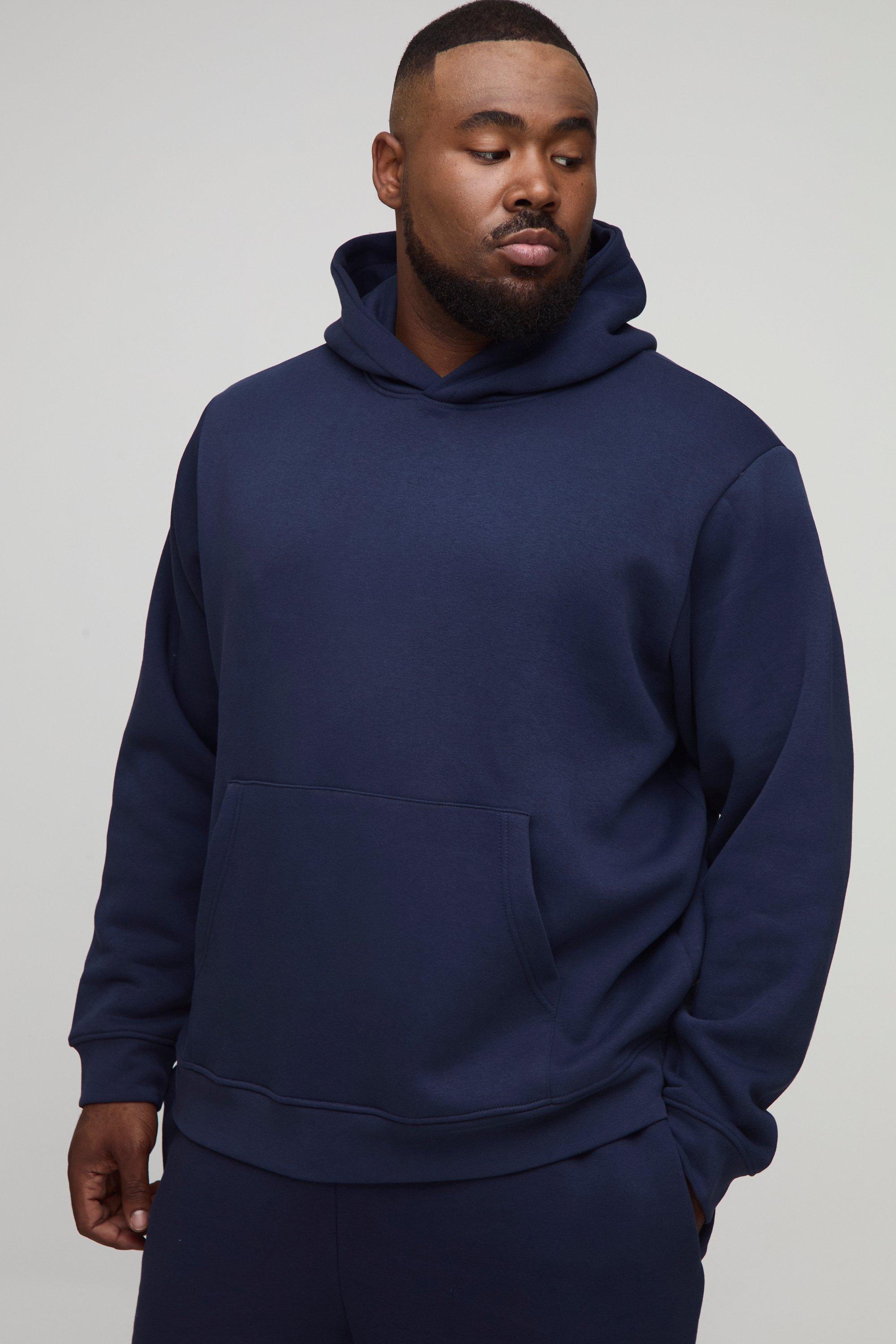 Image of Plus Basic Regular Fit Over the Head Hoodie, Navy