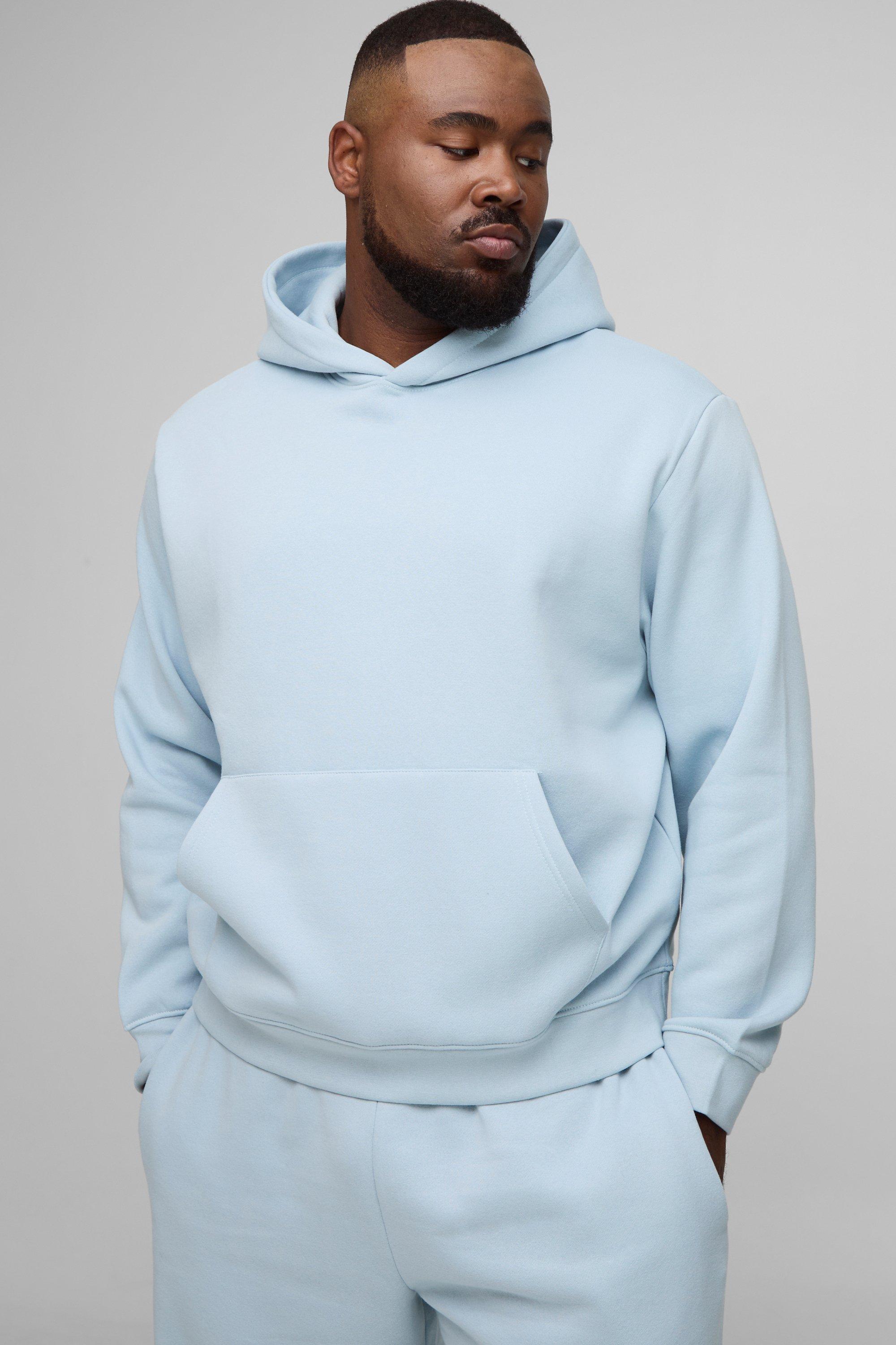 Image of Plus Basic Boxy Over the Head Hoodie, Azzurro