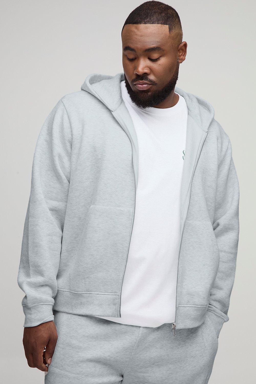 Image of Plus Basic Boxy Zip Through Hoodie, Grigio