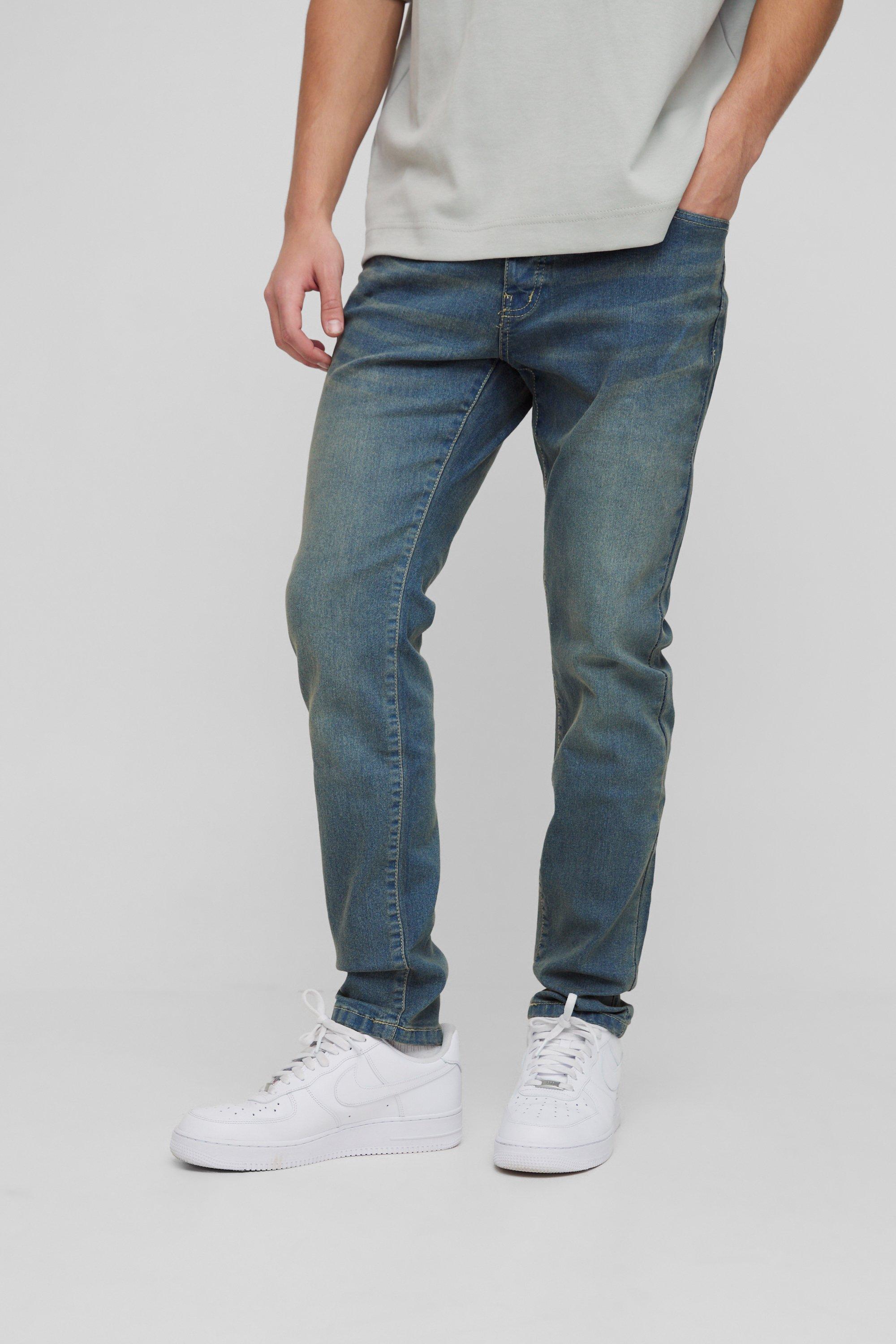 Image of Skinny Stretch Washed Jeans, Azzurro