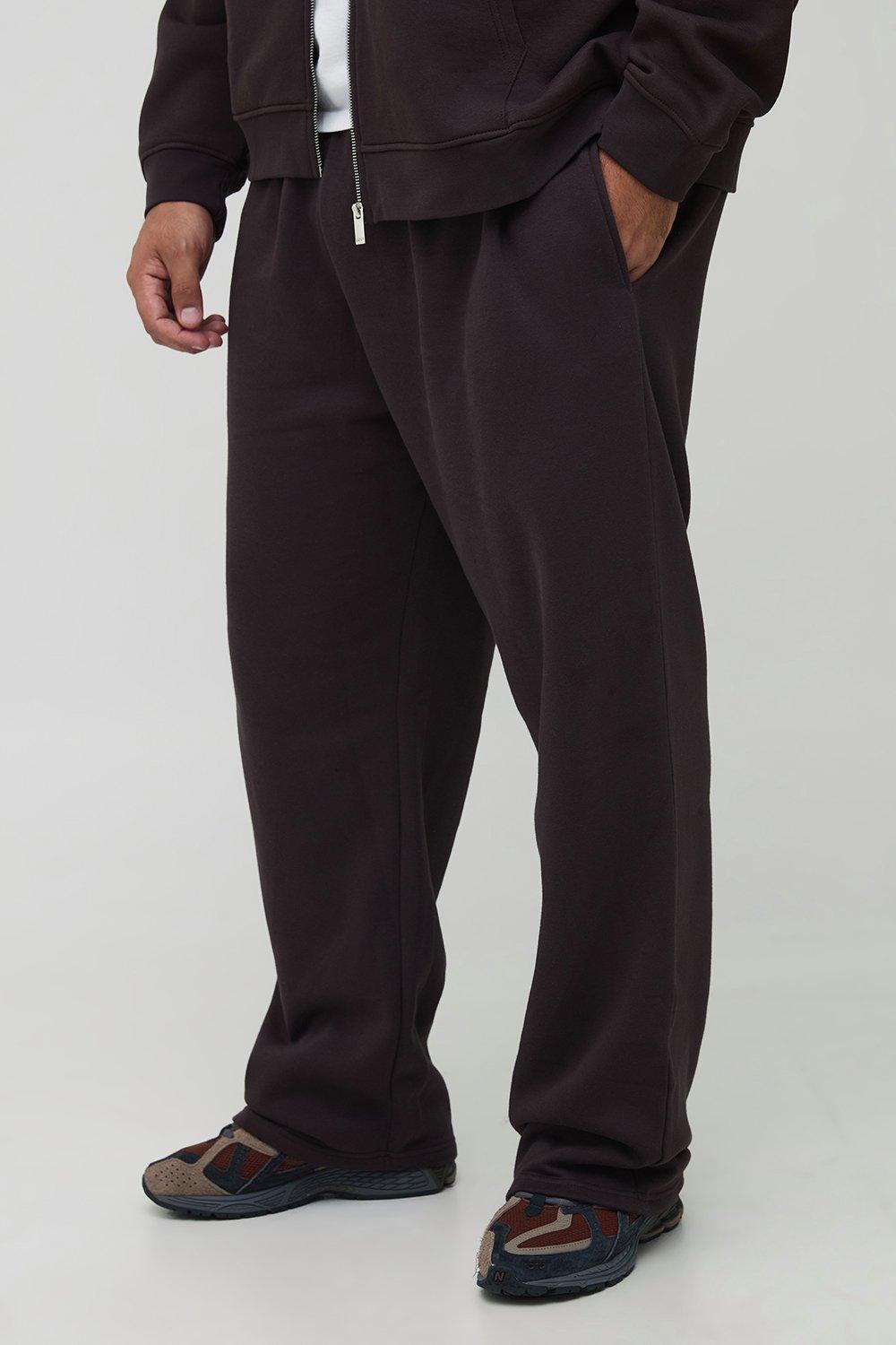 Mens Brown Plus Basic Oversized Jogger, Brown