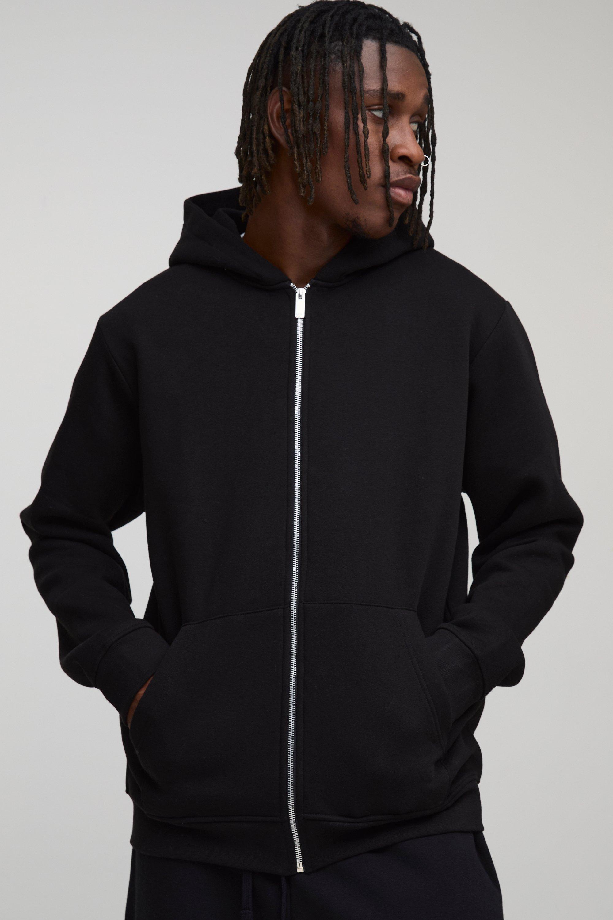 Image of Tall Basic Regular Zip Through Hoodie, Nero