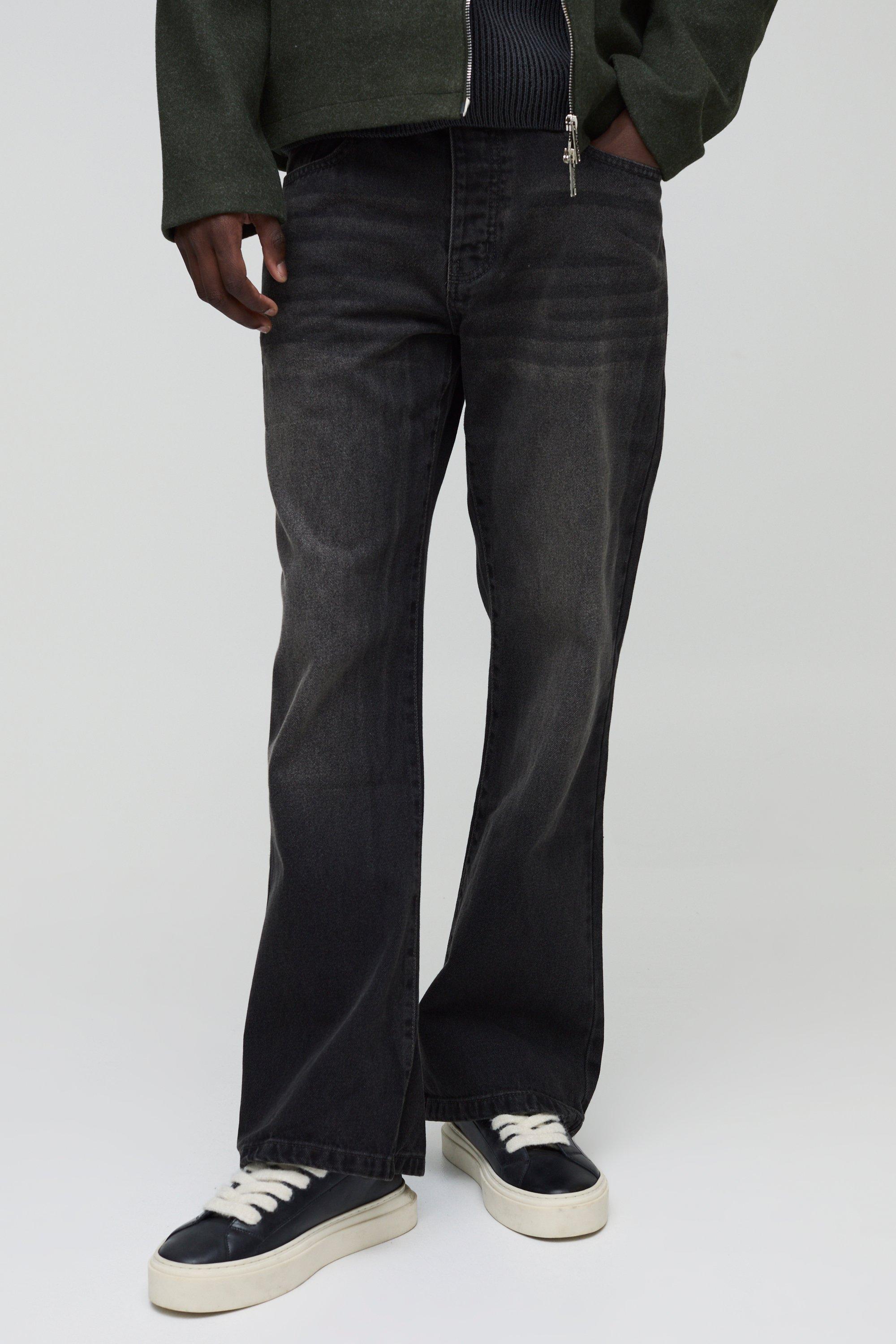 Image of Relaxed Rigid Washed Jeans, Grigio