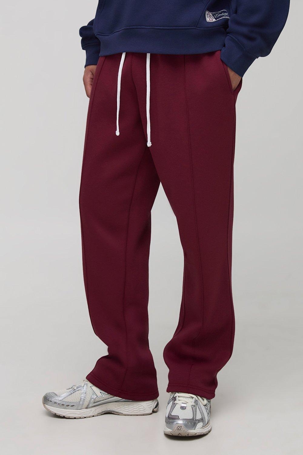 Image of Relaxed Pintuck Seam Detail Joggers, Rosso