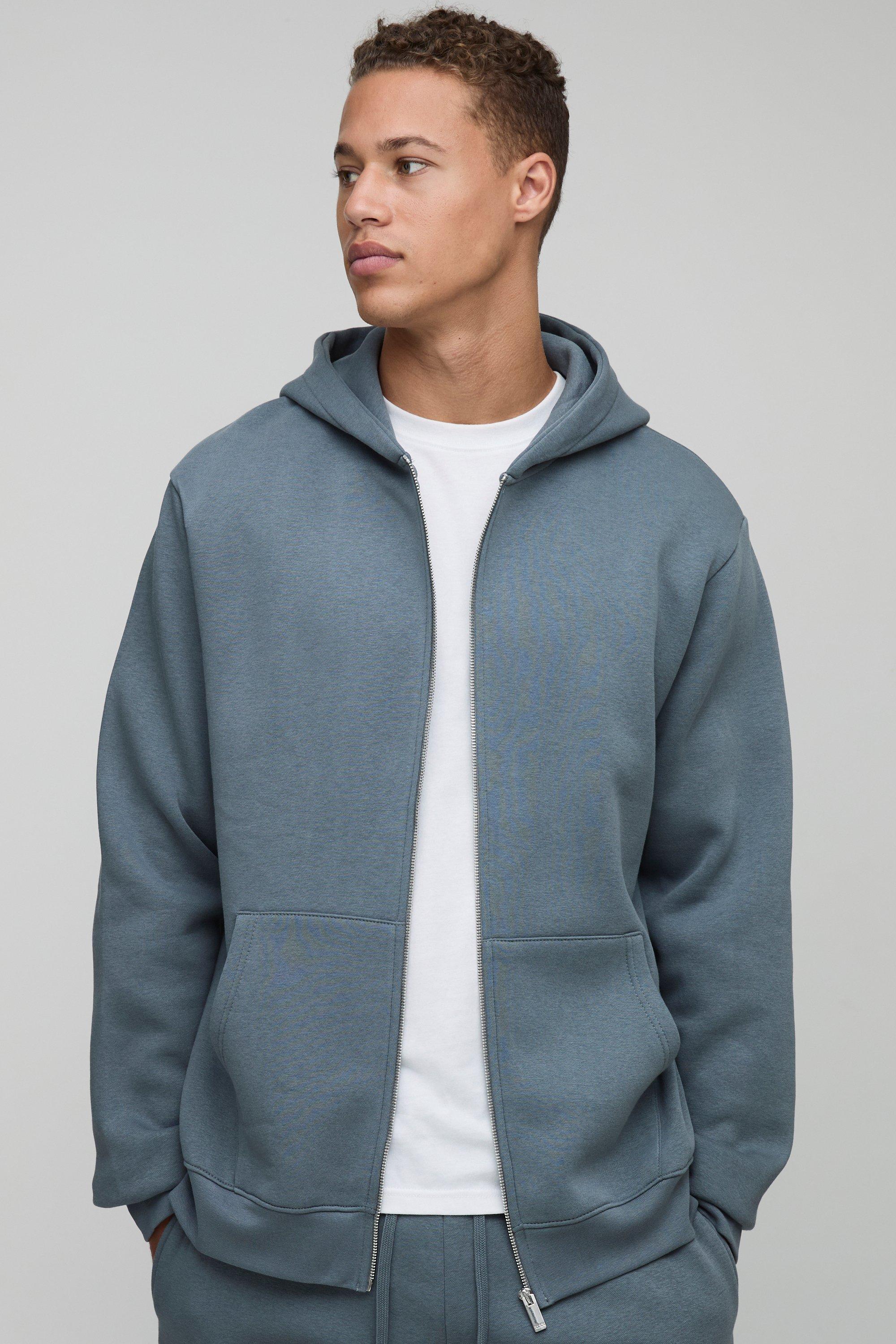 Image of Tall Basic Regular Zip Through Hoodie, Grigio