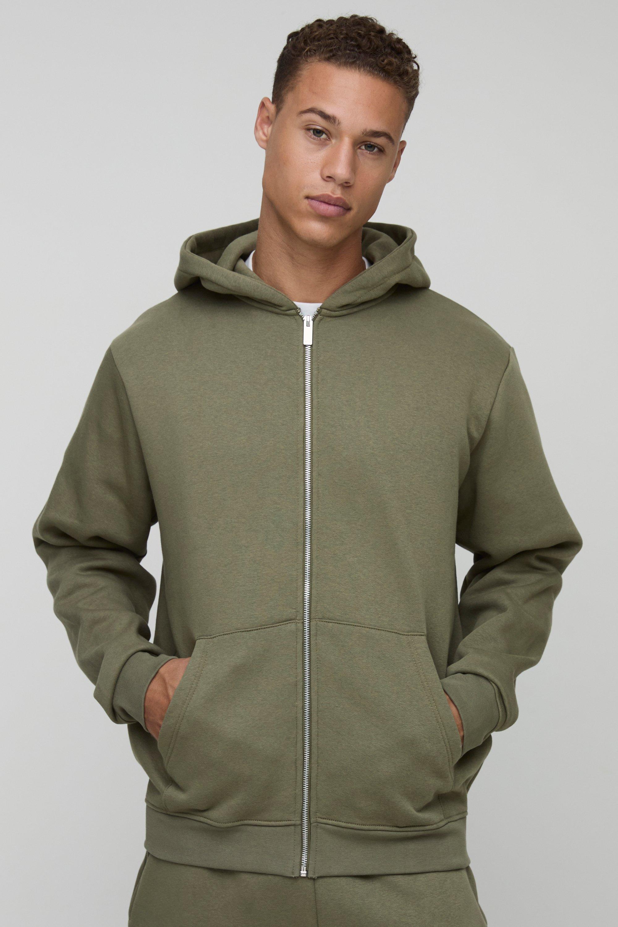 Image of Tall Basic Regular Zip Through Hoodie, Verde
