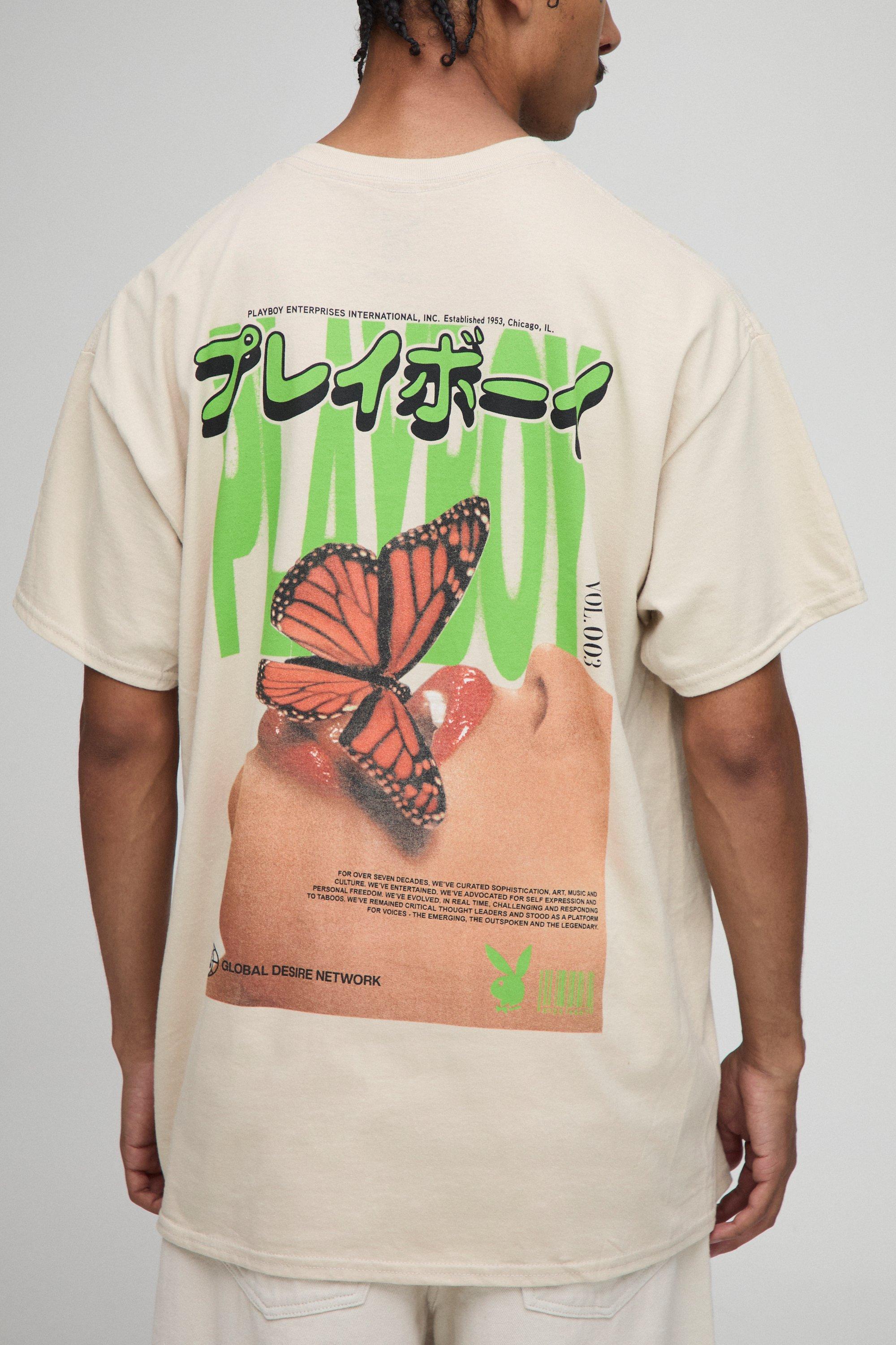 Image of Sand Oversized Playboy License Printed T-Shirt, Beige