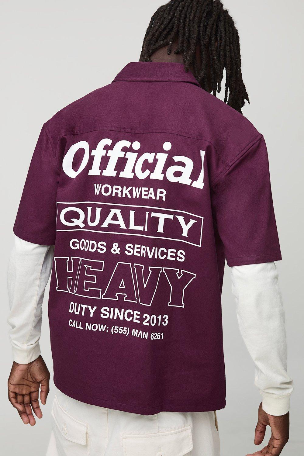 Image of Official Embroidered Back Oversized Short Sleeve Shirt, Rosso