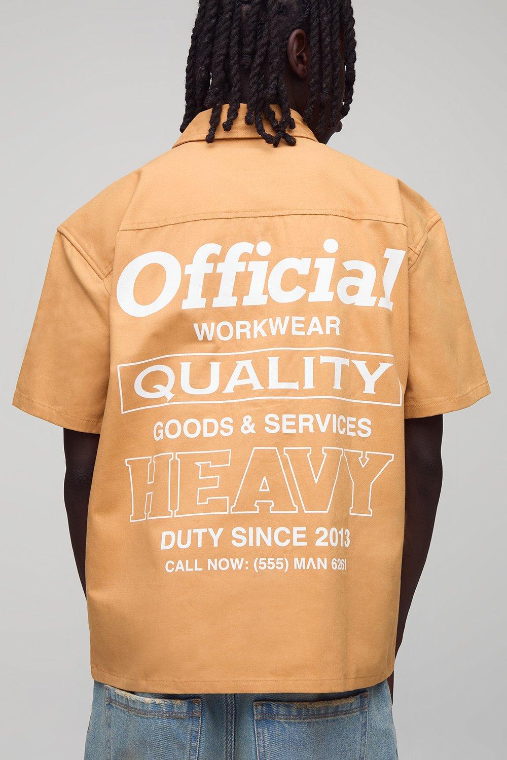 Image of Official Embroidered Back Oversized Short Sleeve Shirt, Giallo