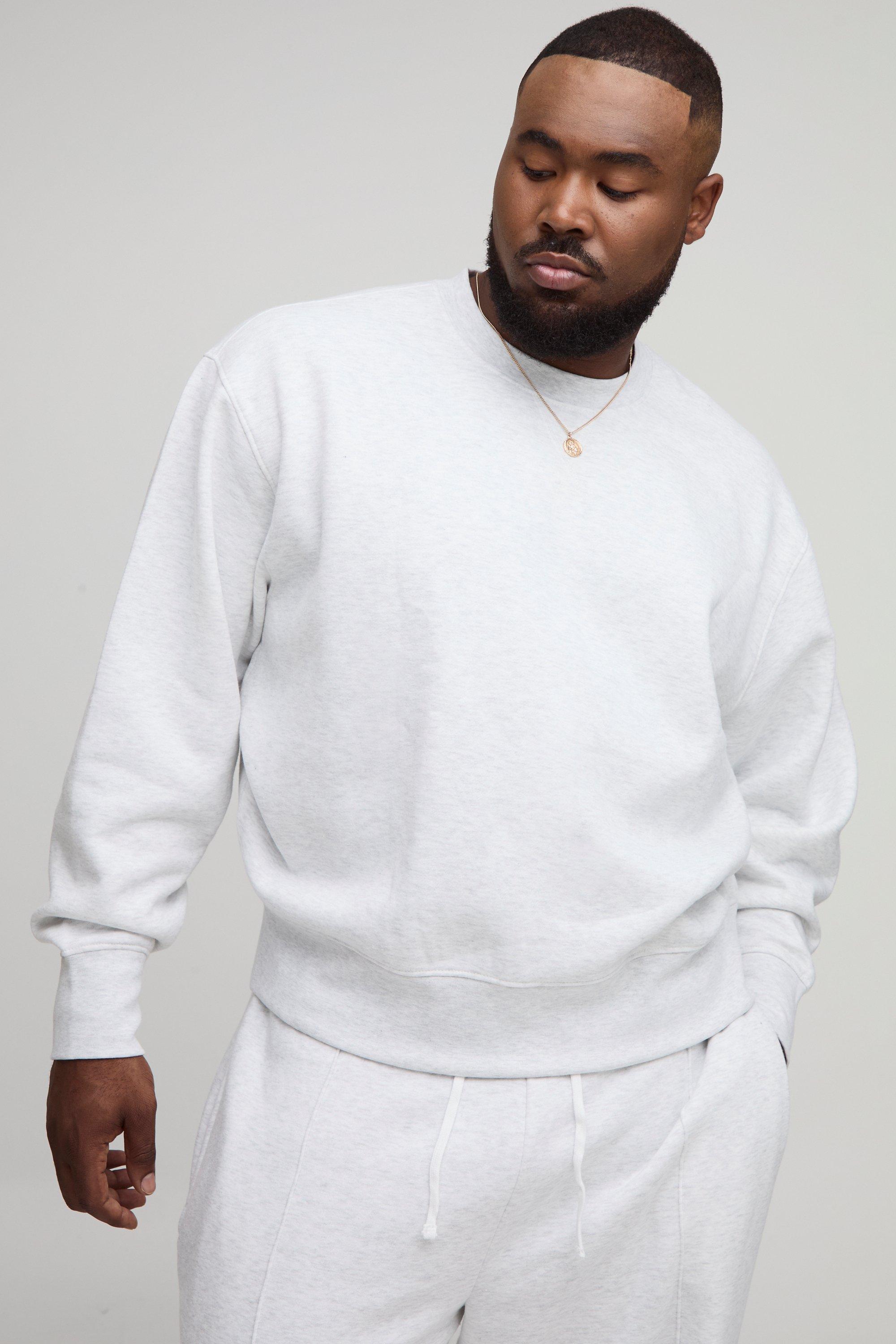 Image of Plus Oversized Boxy Pintuck Seam Detail Sweatshirt, Grigio