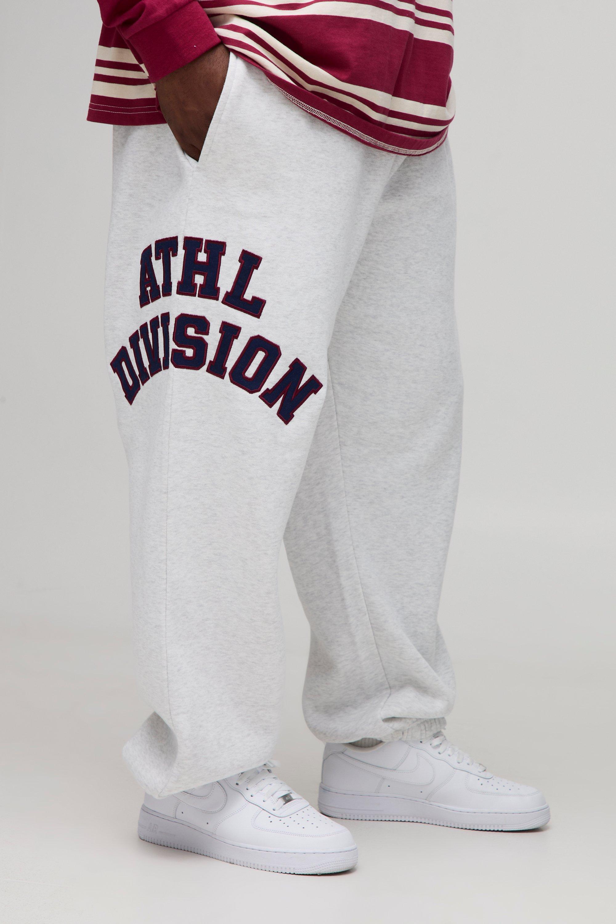 Image of Plus Oversized Fit Varsity Applique Joggers, Grigio