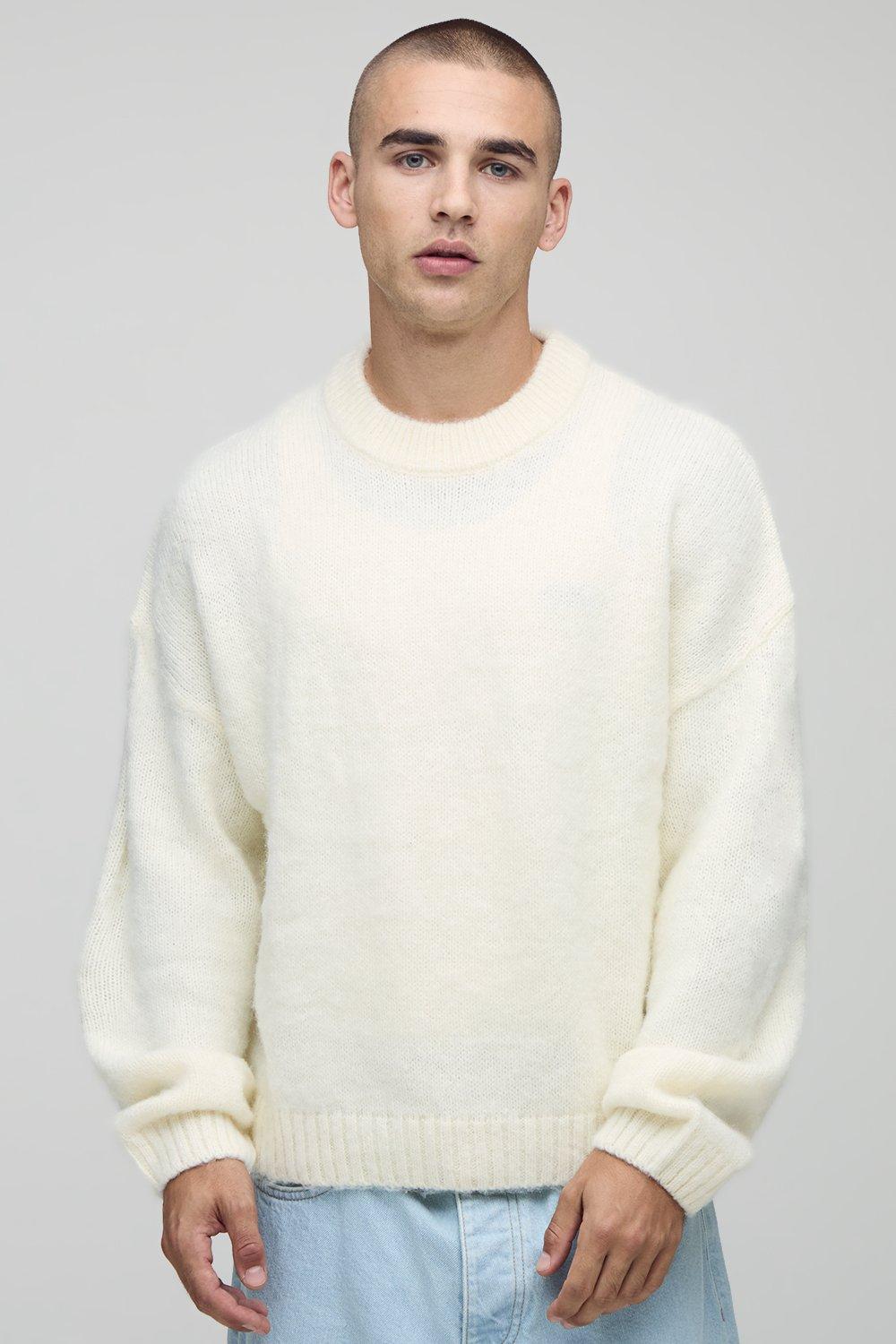 Boxy Fit Brushed Extended Neck Knitted Jumper