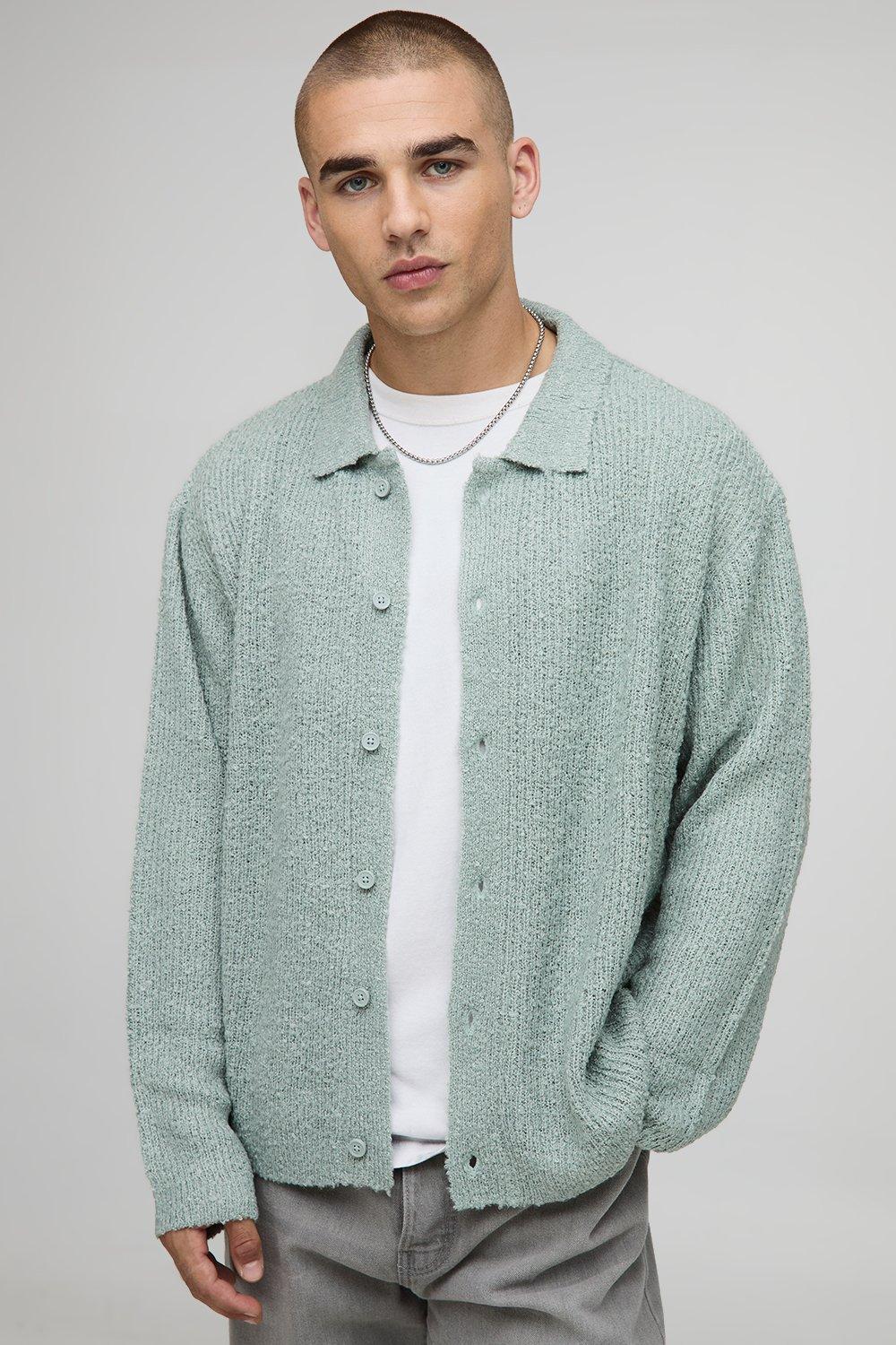 Image of Boxy Fit Brushed Knitted Shirt, Verde