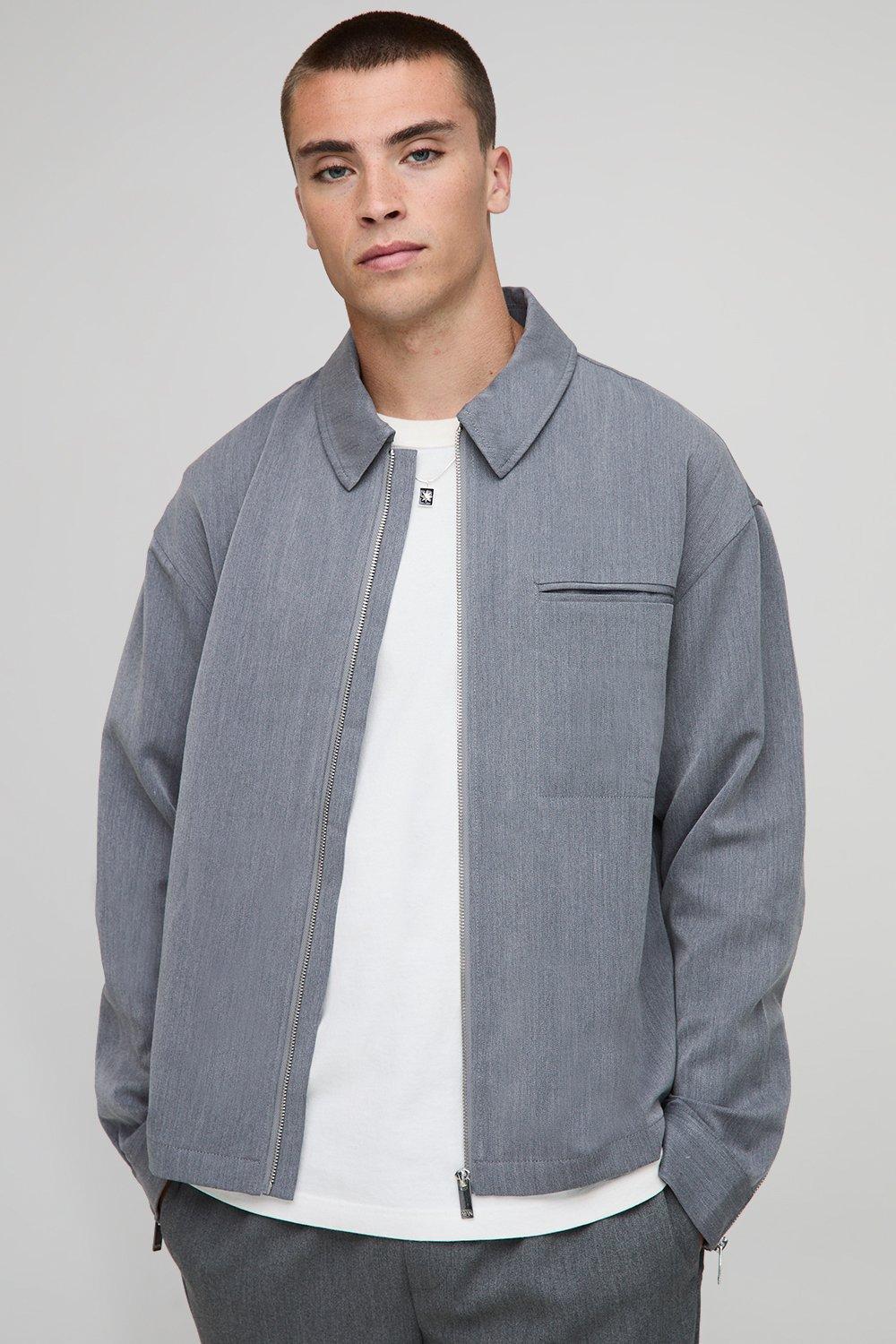 Regular Zip Through Pocket Detail Overshirt
