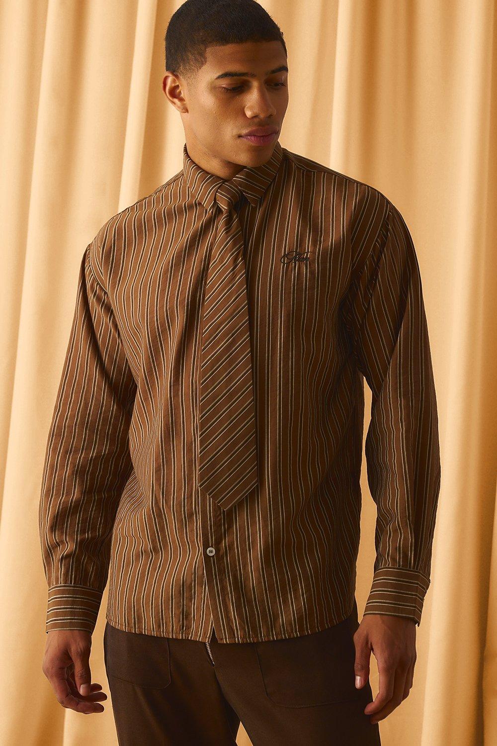 Stripe Oversized Shirt with Tie