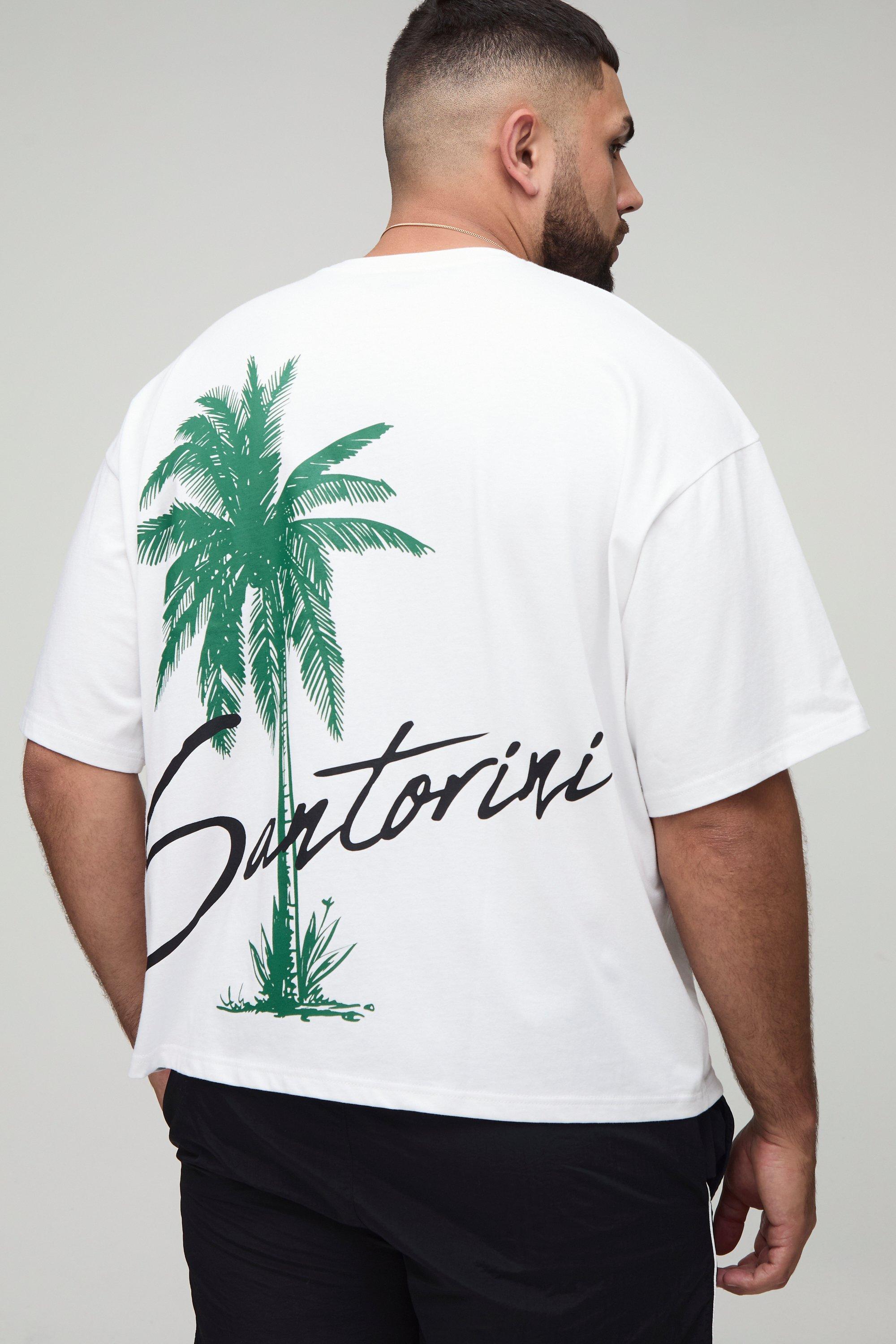 Image of Plus Oversized Boxy Santorini Print T-Shirt, Bianco