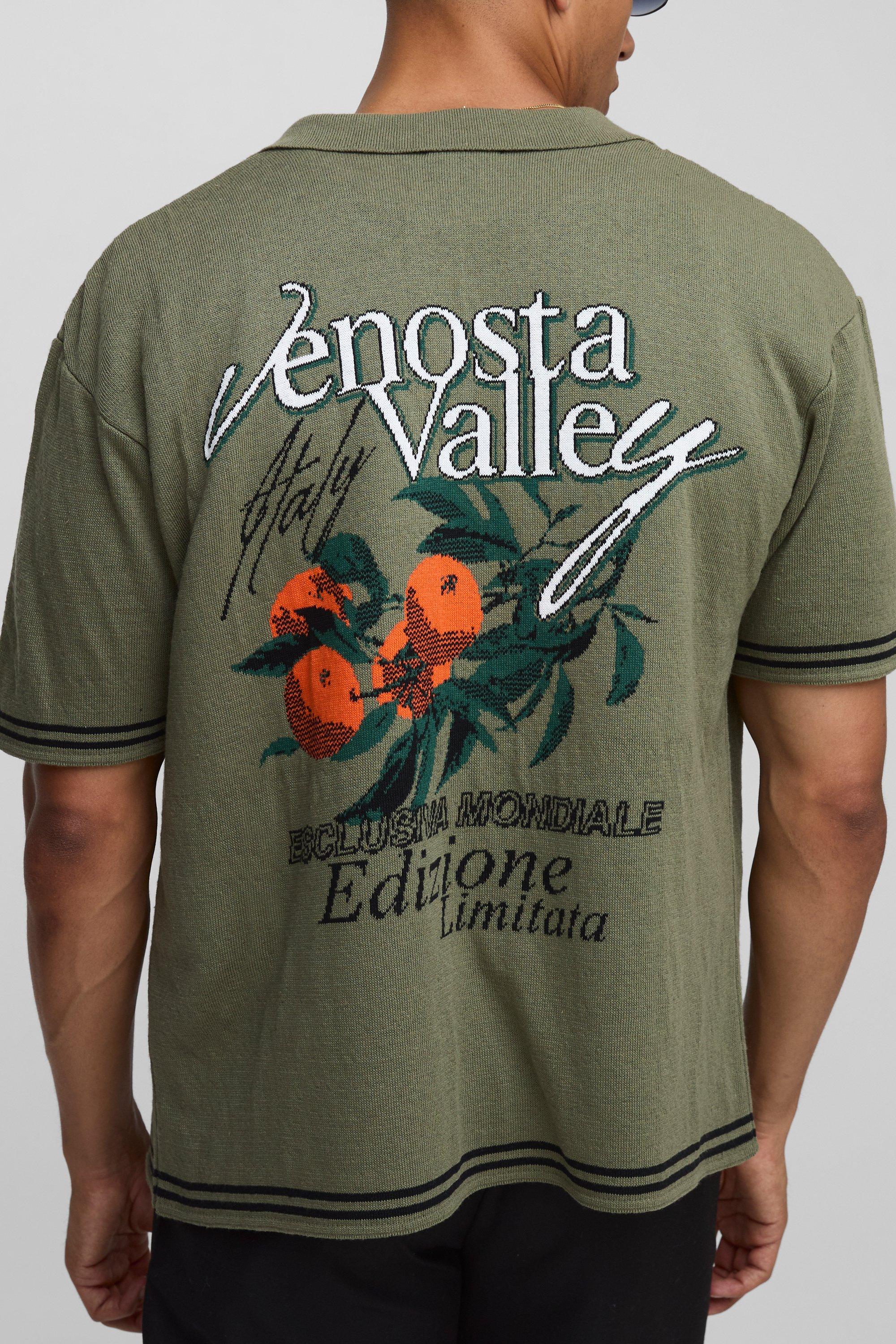 Image of Relaxed Fit Resort Valley Jacquard Knitted Shirt, Verde