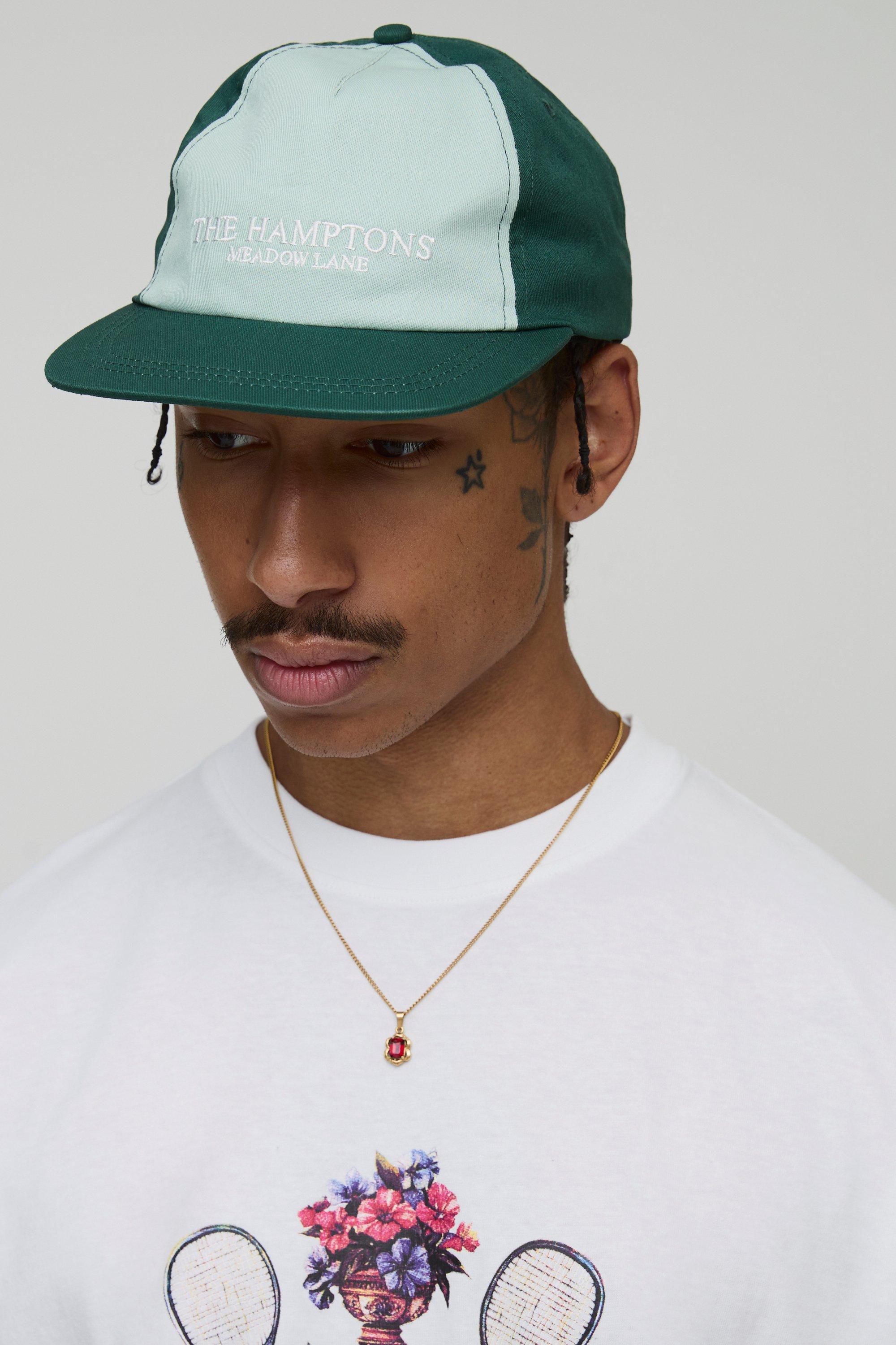Boohoo Hamptons Embroidered Cap, Green