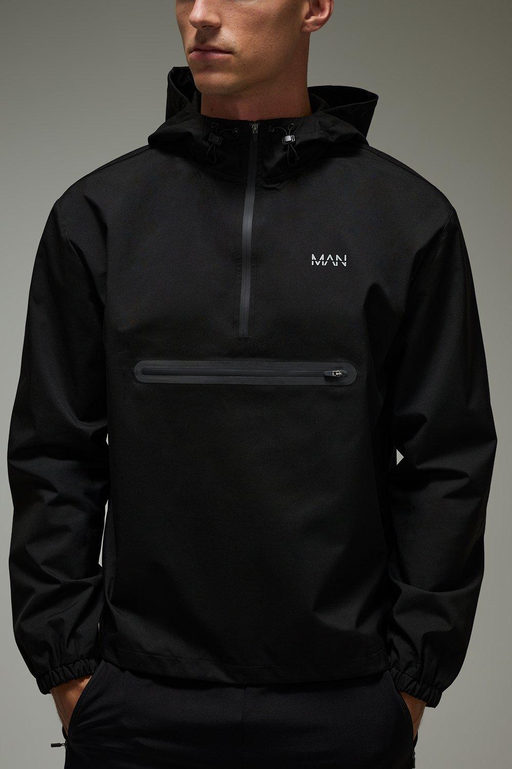 Image of Man Active Regular Fit Half Zip Windbreaker, Nero
