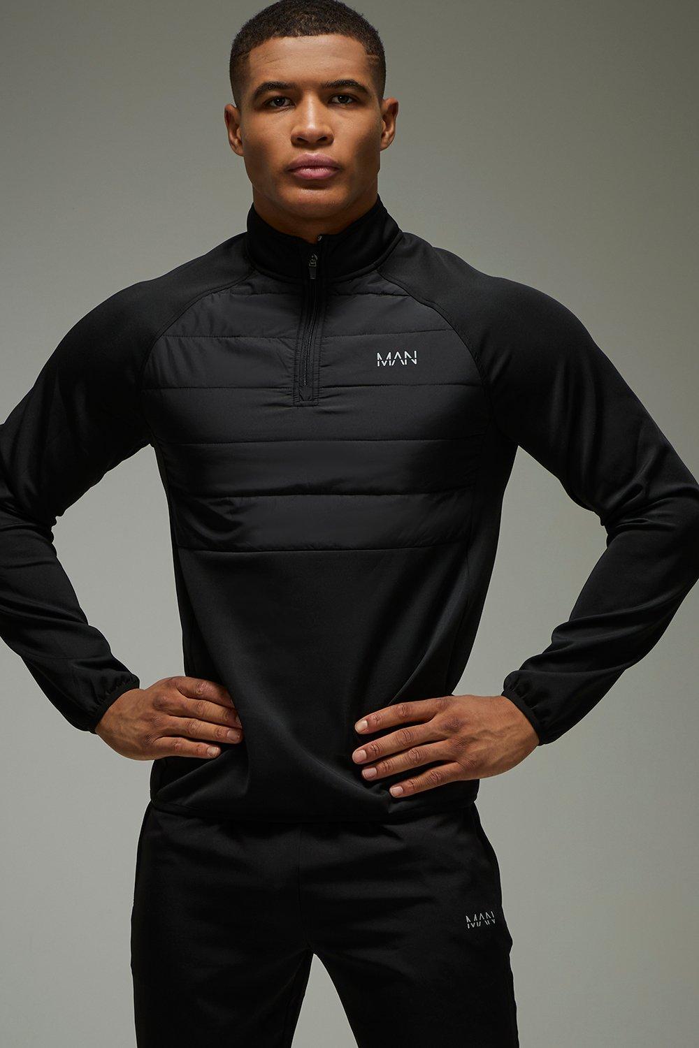 Image of Man Active Lightweight Quilted 1/4 Zip, Nero