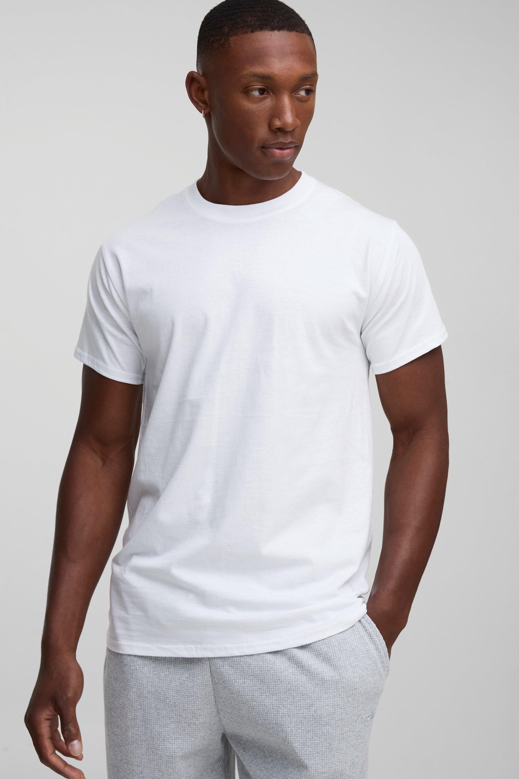 Image of T-shirt a girocollo Basic Slim Fit, Bianco