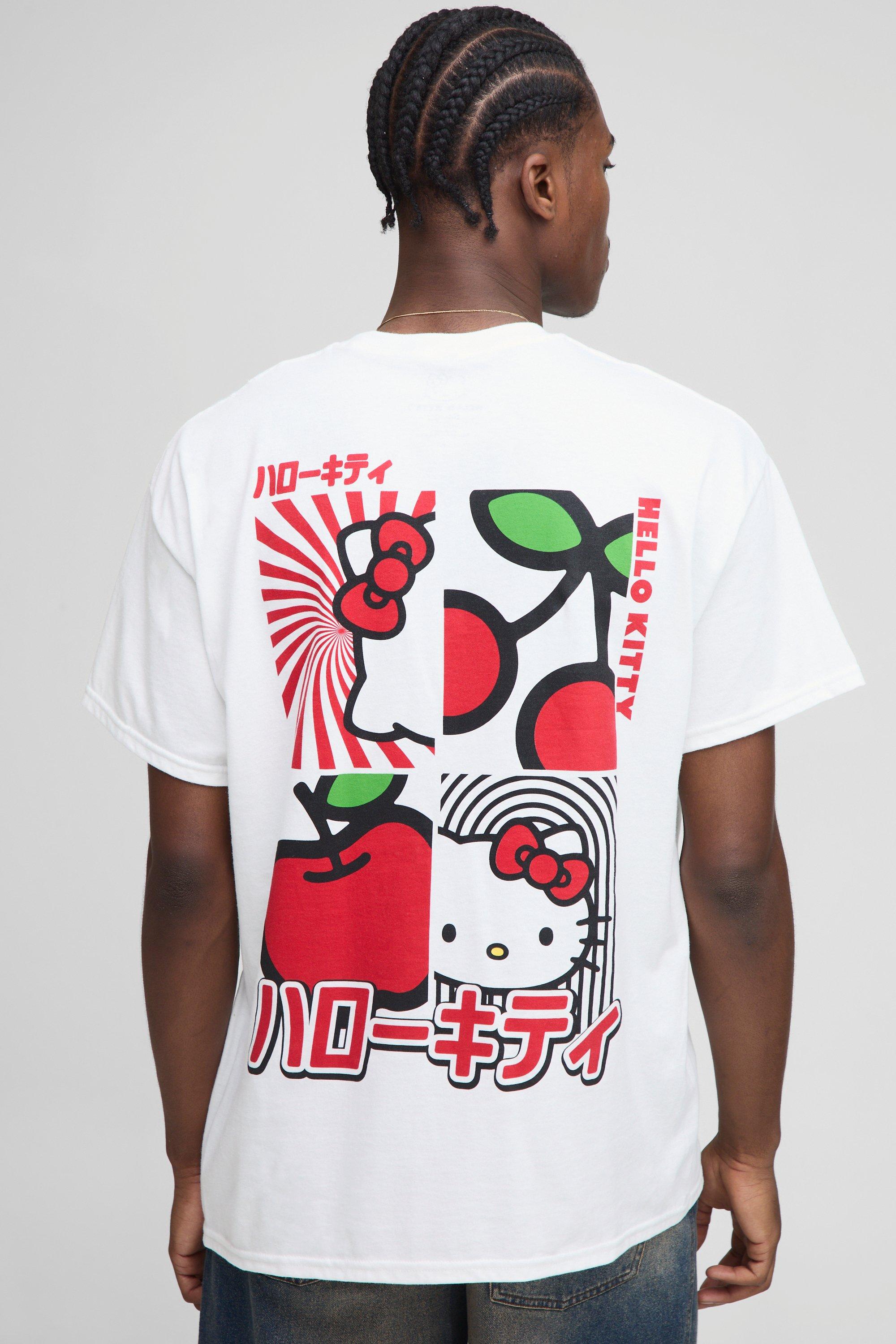 Image of White Oversized Hello Kitty License Printed T-Shirt, Bianco