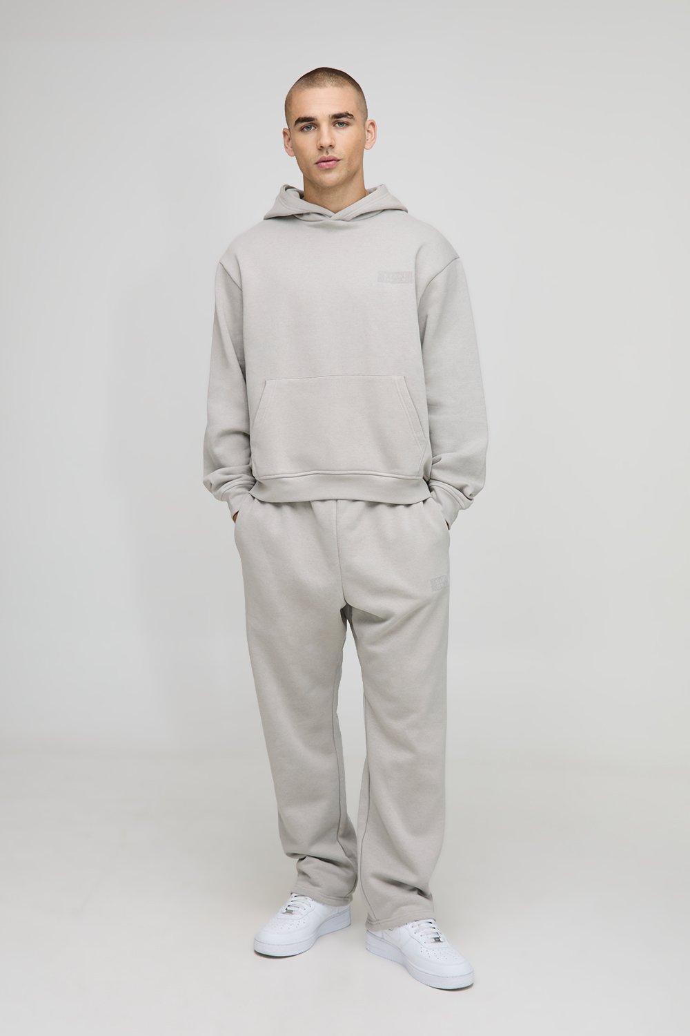 Image of Oversized Boxy Man Hooded Drop Crotch Tracksuit, Grigio