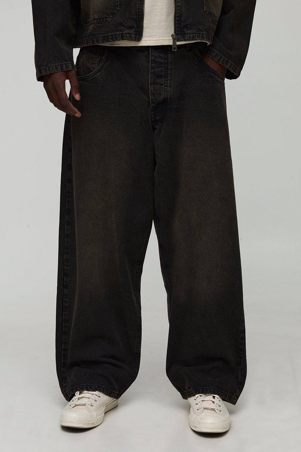 Image of Super Baggy Brown Washed Jeans, Brown
