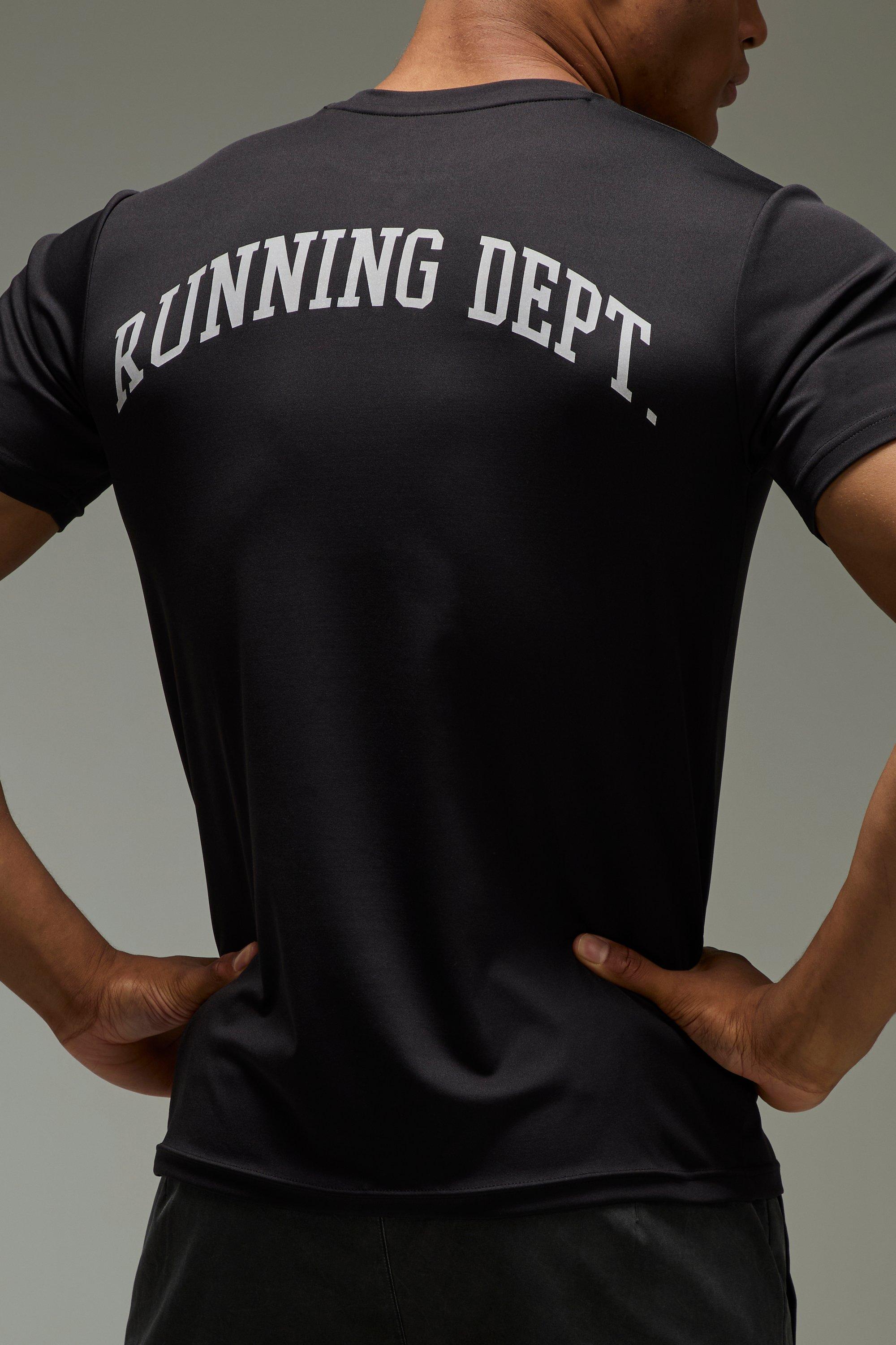 Mens Black Running Dept Performance Regular Fit T-Shirt, Black