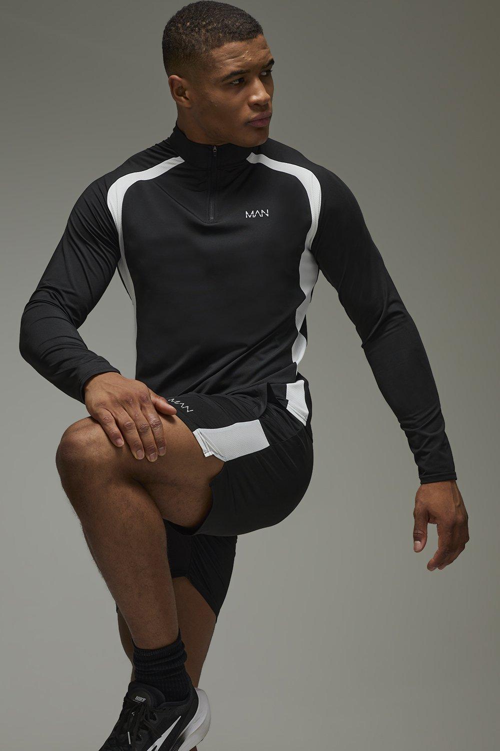 Image of Man Active Regular Fit 1/4 Zip Tracksuit, Nero