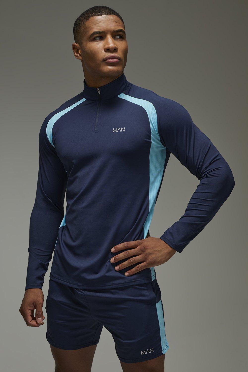 Image of Man Active Regular Fit 1/4 Zip Tracksuit, Navy