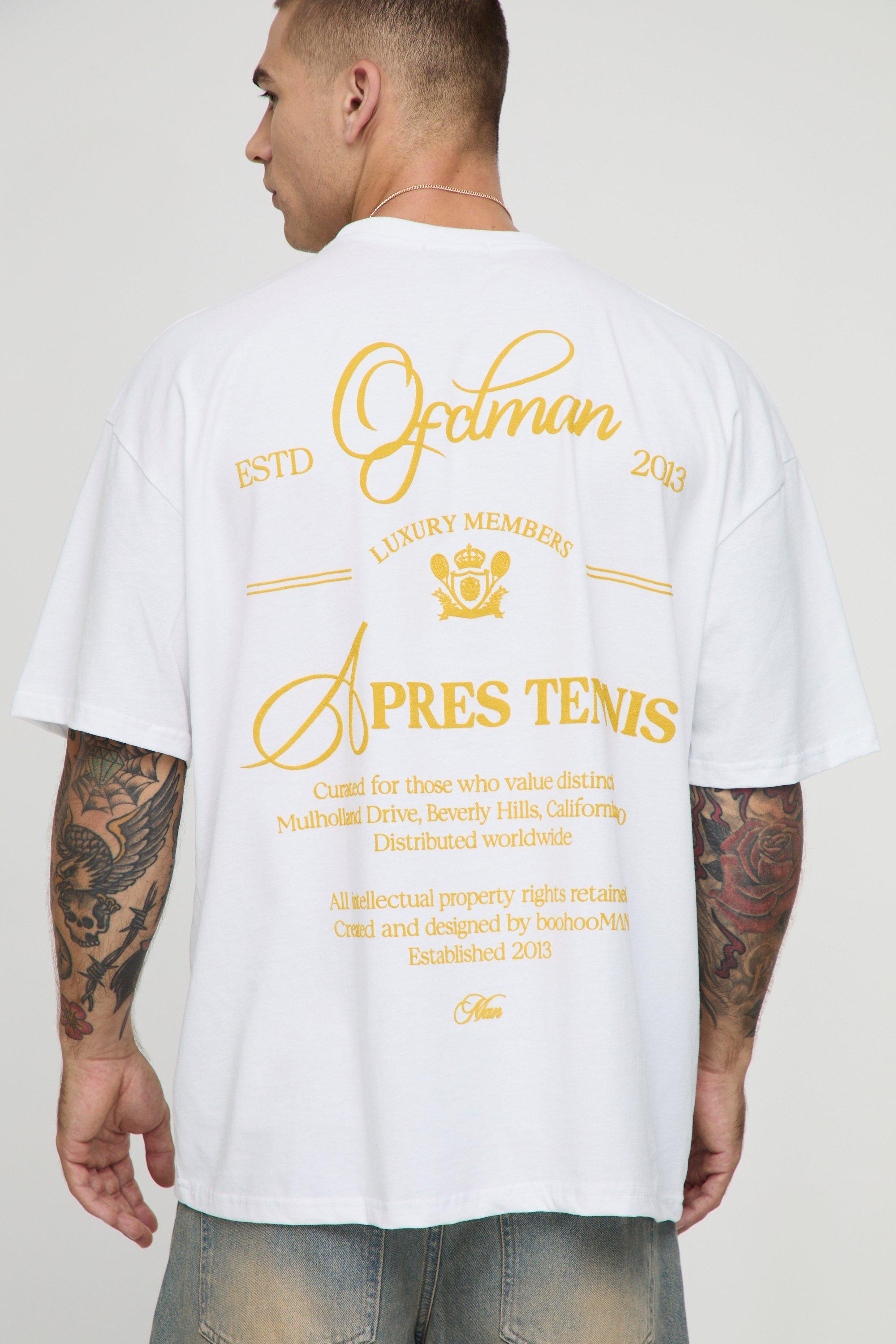 Image of Oversized Ofclman Apres Tennis Puff Print T-Shirt, Bianco