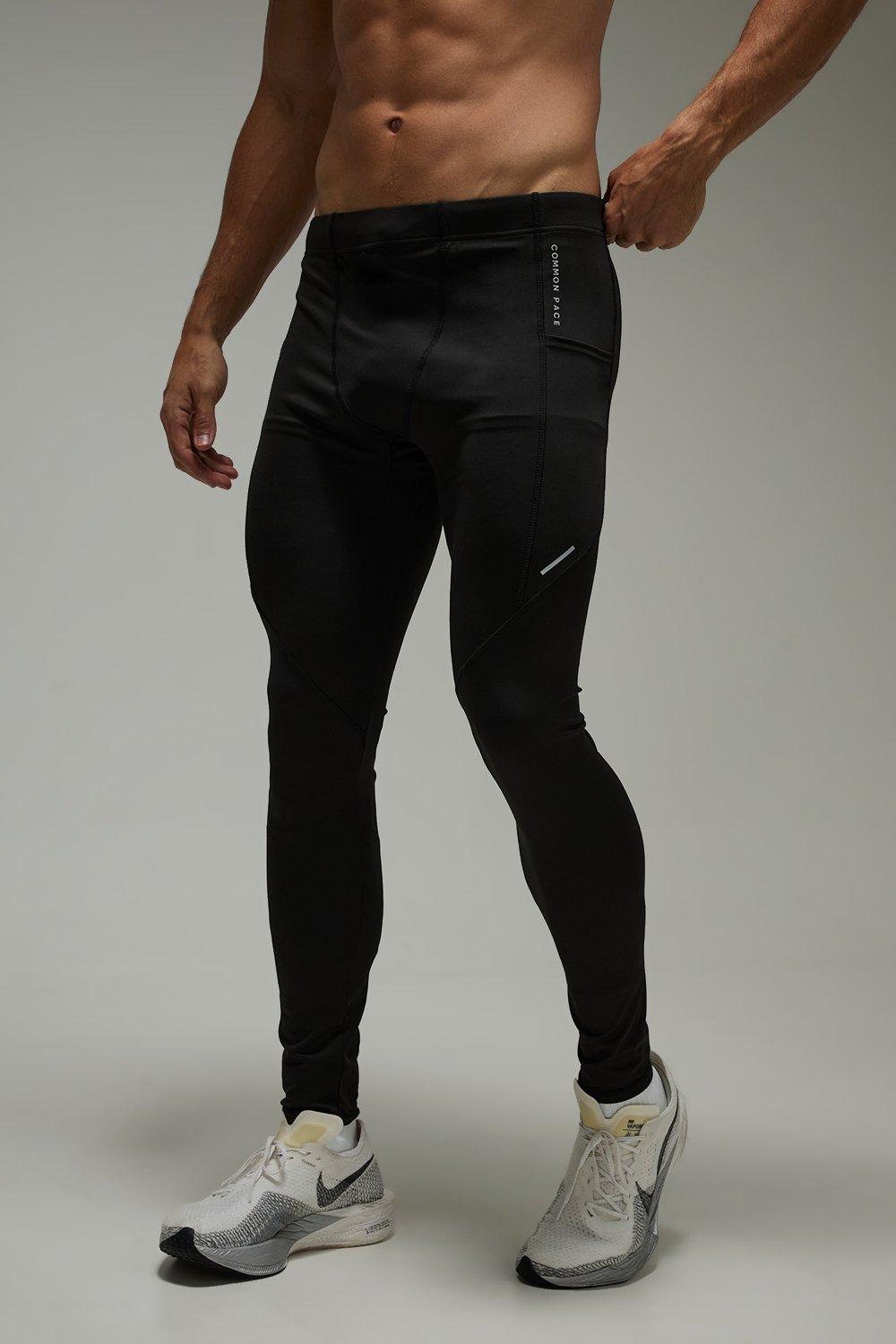 Mens Black Common Pace Running Performance Tight, Black