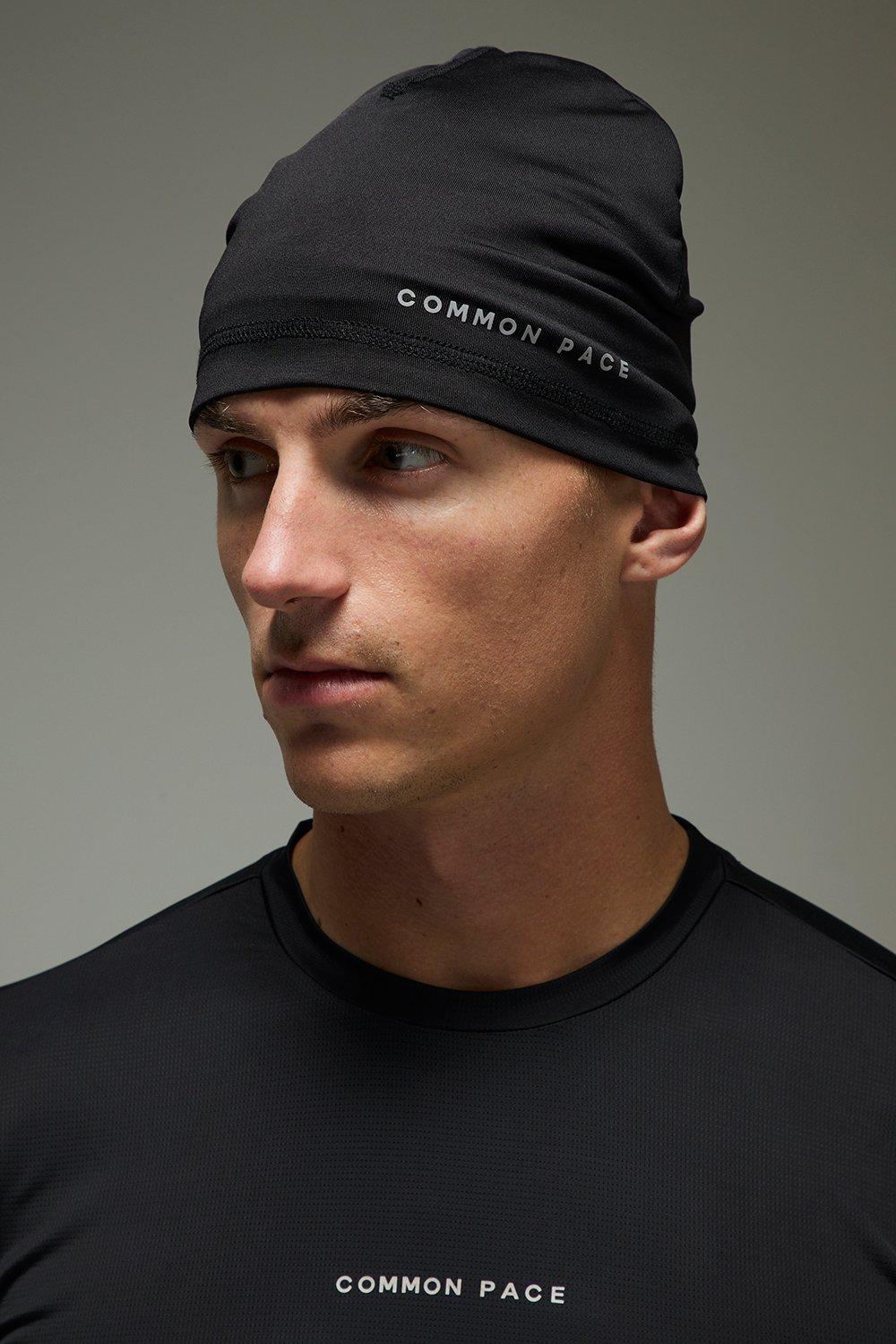 Mens Black Common Pace Running Reflective Beanie, Black