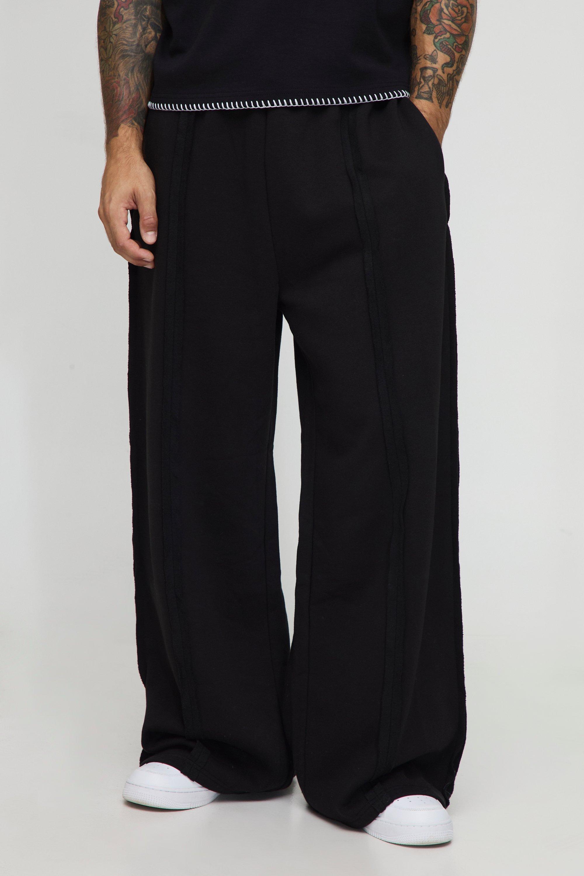 Image of Extreme Wide Leg Exposed Seam Jogger, Nero