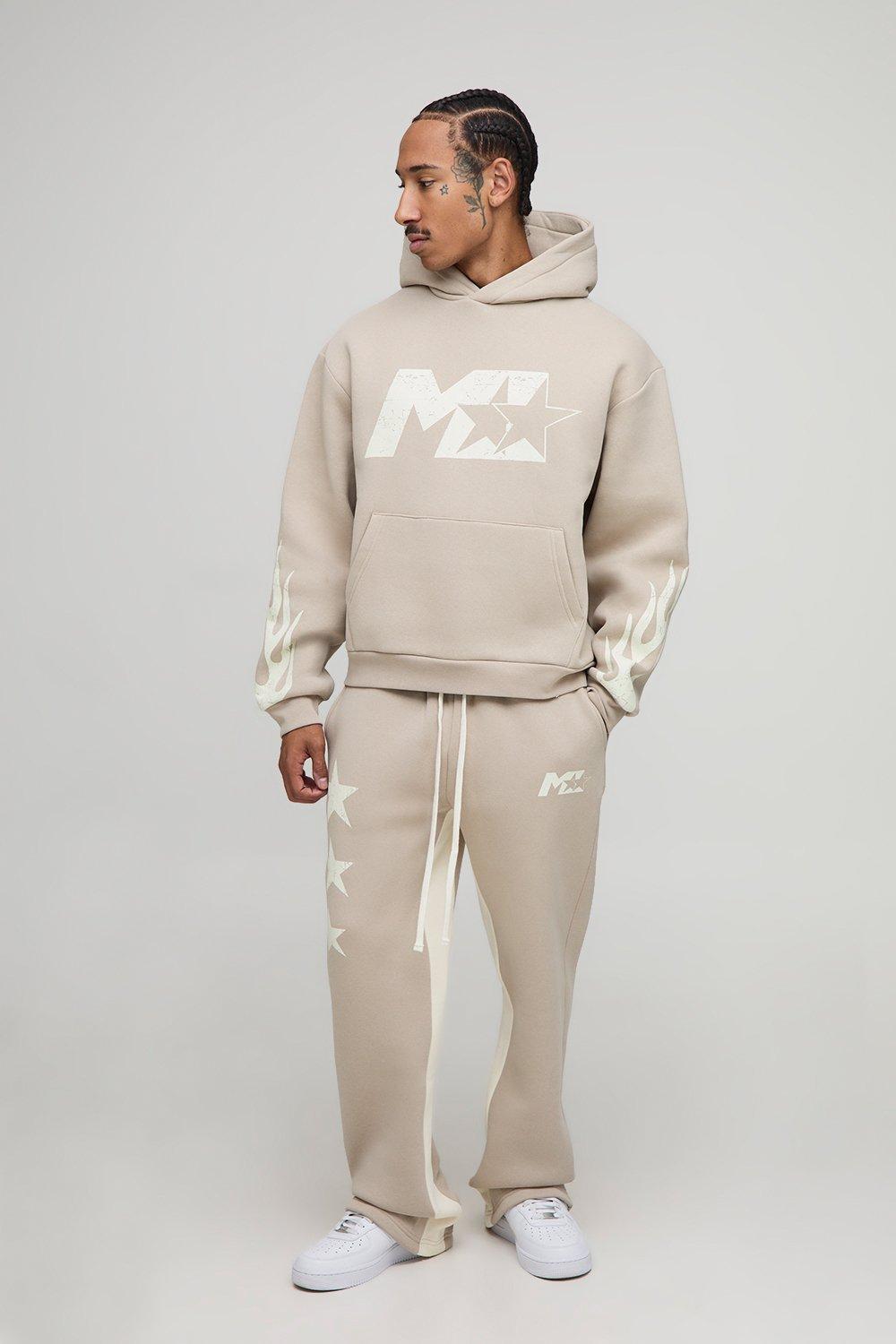 Image of Oversized Boxy M Star Hooded Gusset Tracksuit, Beige
