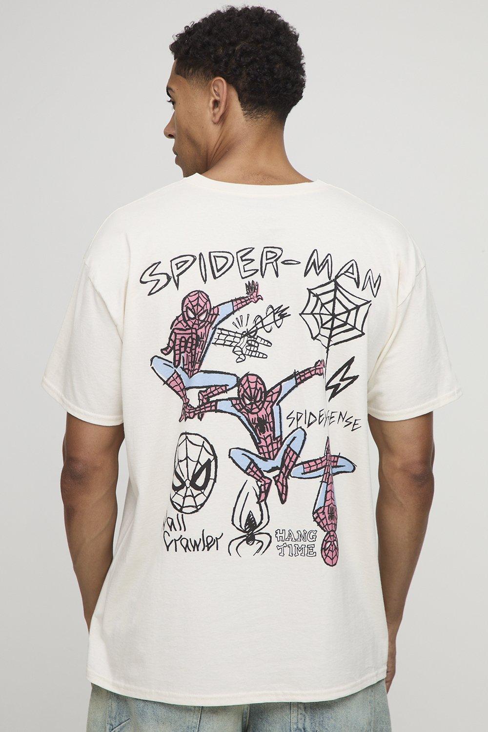 Image of Ecru Oversized Marvel Spider-Man License Printed T-Shirt, Cream