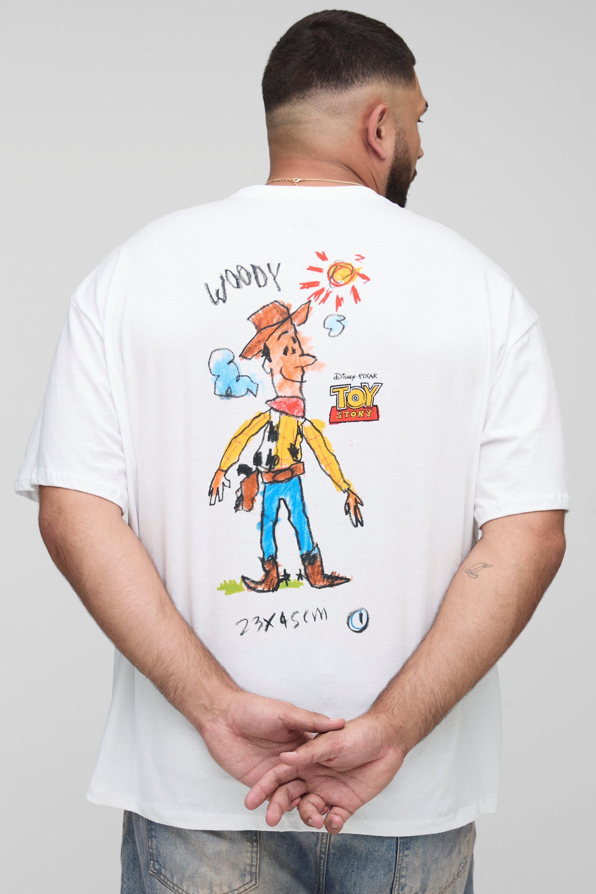 Image of Plus Oversized Disney Toy Story Woody License Printed T-Shirt, Bianco